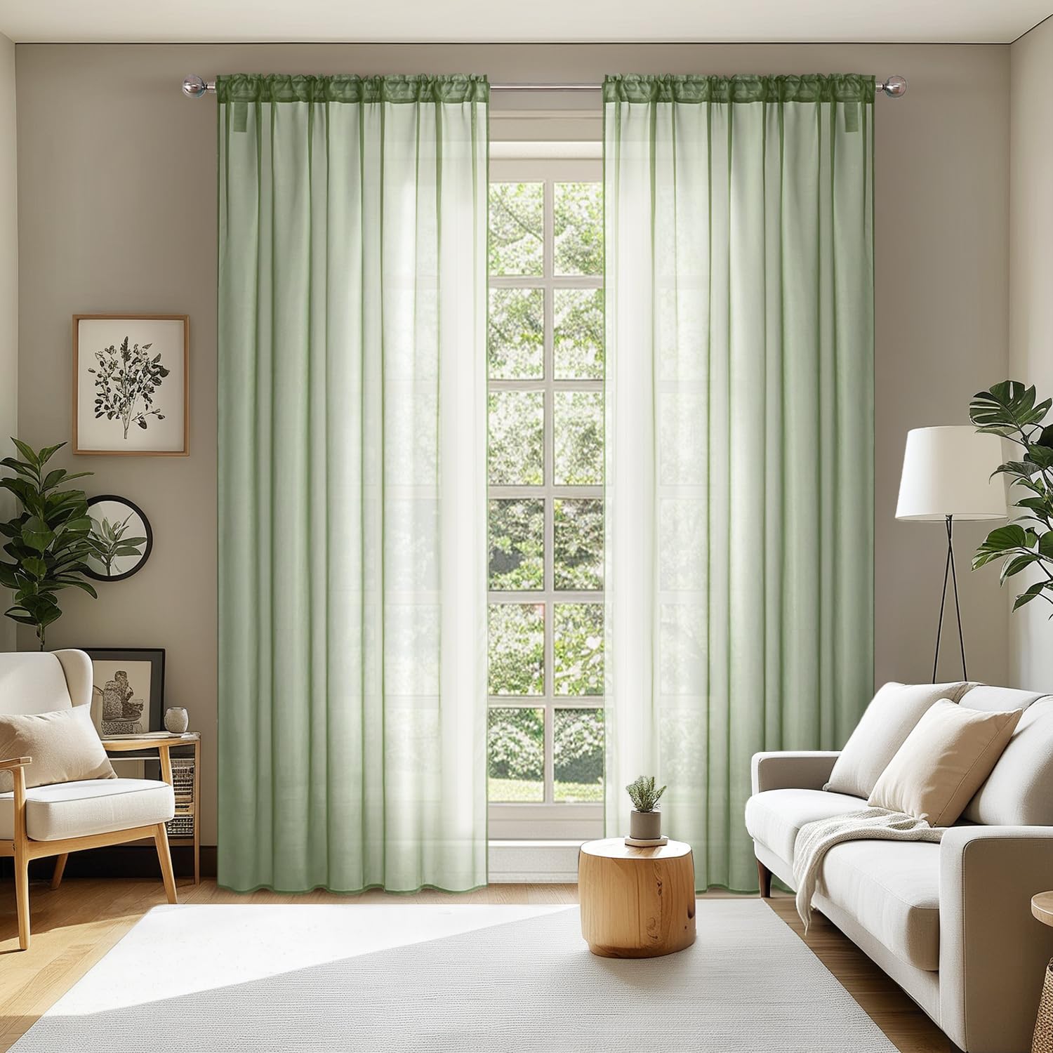 MIULEE 2 Panels Solid Color White Sheer Window Curtains Elegant Window Voile Panels/Drapes/Treatment for Bedroom Living Room (54 X 84 Inches White)