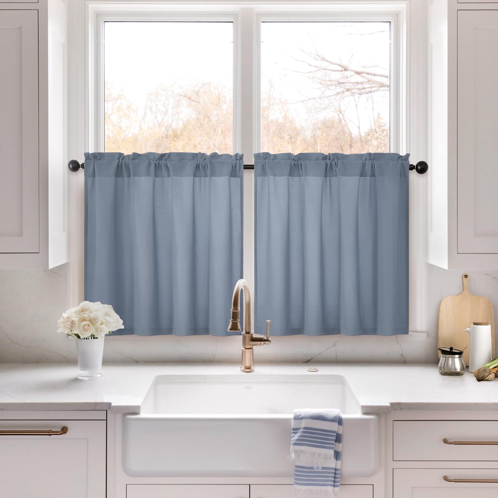 HOMEIDEAS Non-See-Through White Privacy Sheer Curtains 52 X 84 Inches Long 2 Panels Sheer Curtains Light Filtering Window Curtains Drapes for Bedroom Living Room