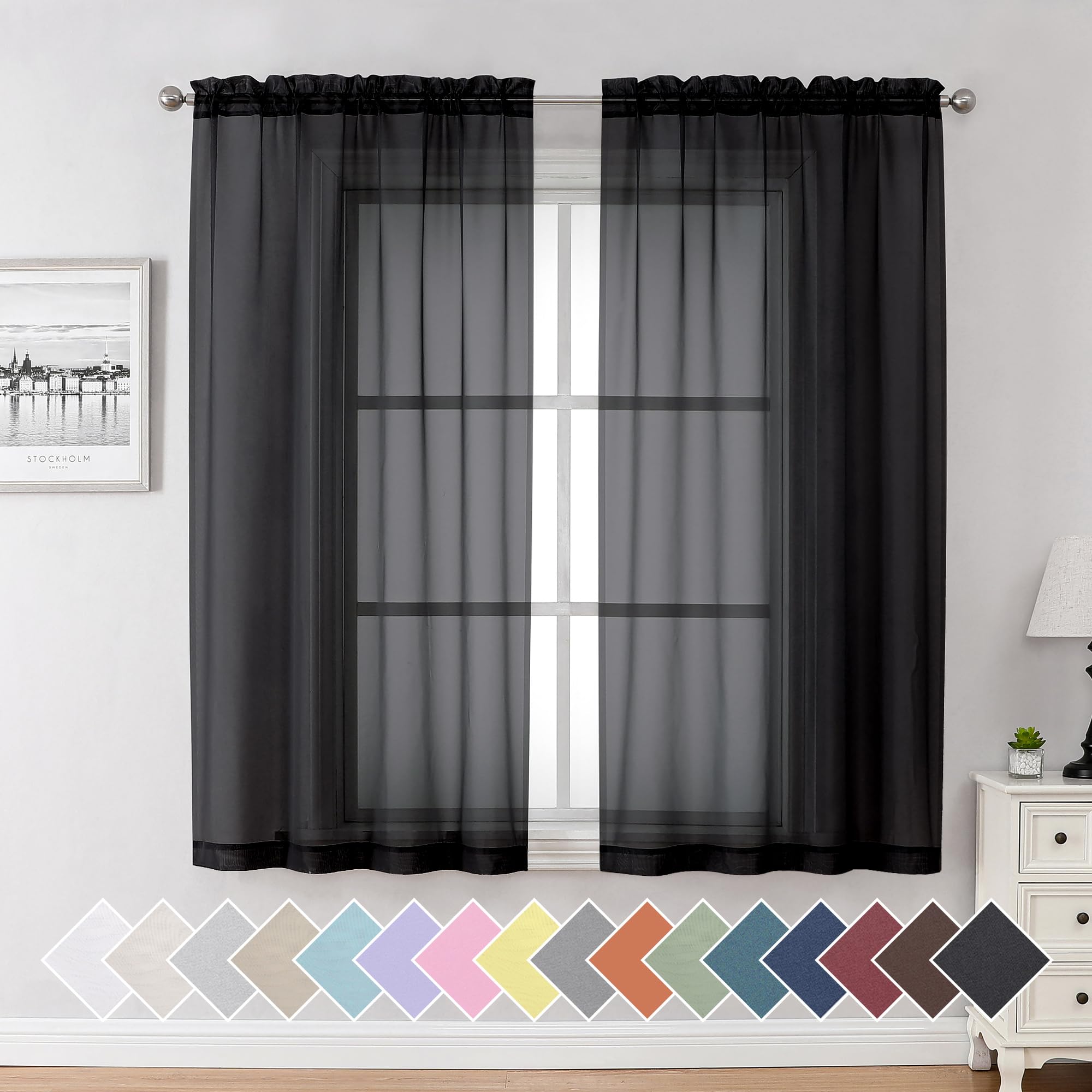 Aiyufeng Blush Pink Sheer Curtains 84 Inches Long 2 Panels Set, Light Filtering Soft Airy Voile Rod Pocket Baby Pink Sheer Window Drapes for Bedroom Living Room, Each 40Wx84L Inches