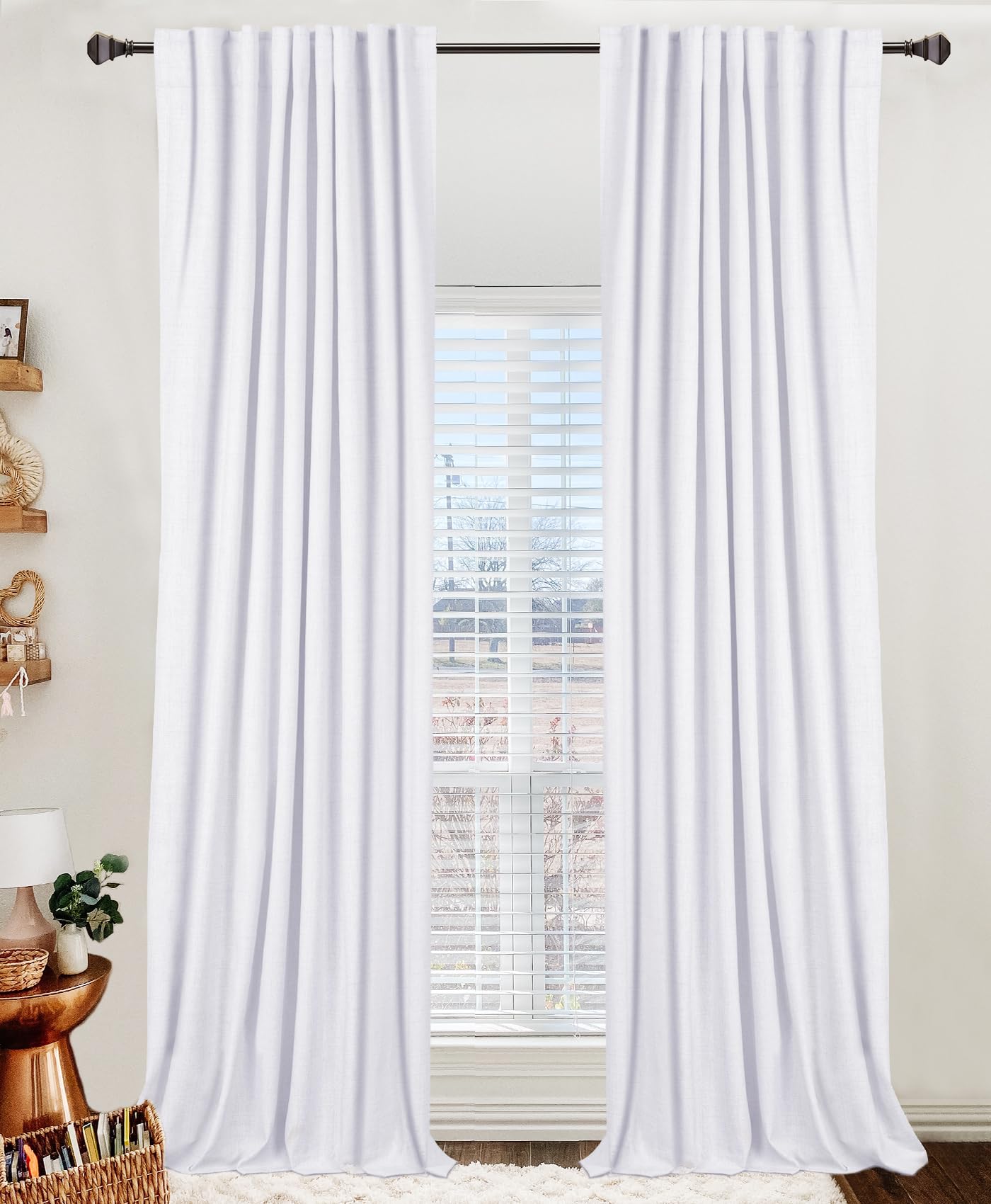 Cream Thermal Blackout Curtains 2 Panels, 50"×84", Back Tab & Rod Pocket Design