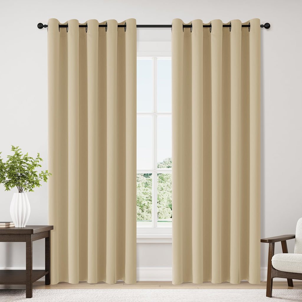 ChrisDowa Grommet Blackout Curtains for Bedroom and Living Room - 2 Panels Set Thermal Insulated Room Darkening Curtains (Dark Grey, 42 x 63 Inch)