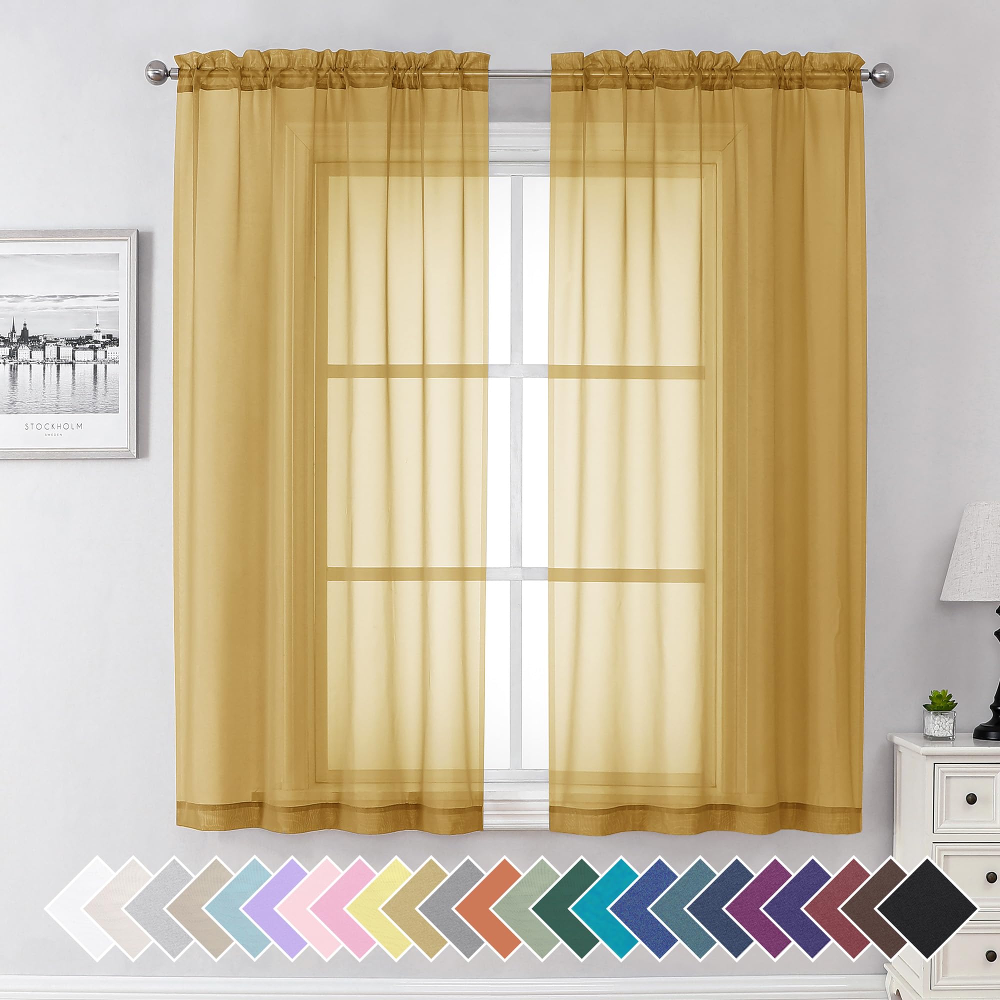Aiyufeng Blush Pink Sheer Curtains 84 Inches Long 2 Panels Set, Light Filtering Soft Airy Voile Rod Pocket Baby Pink Sheer Window Drapes for Bedroom Living Room, Each 40Wx84L Inches