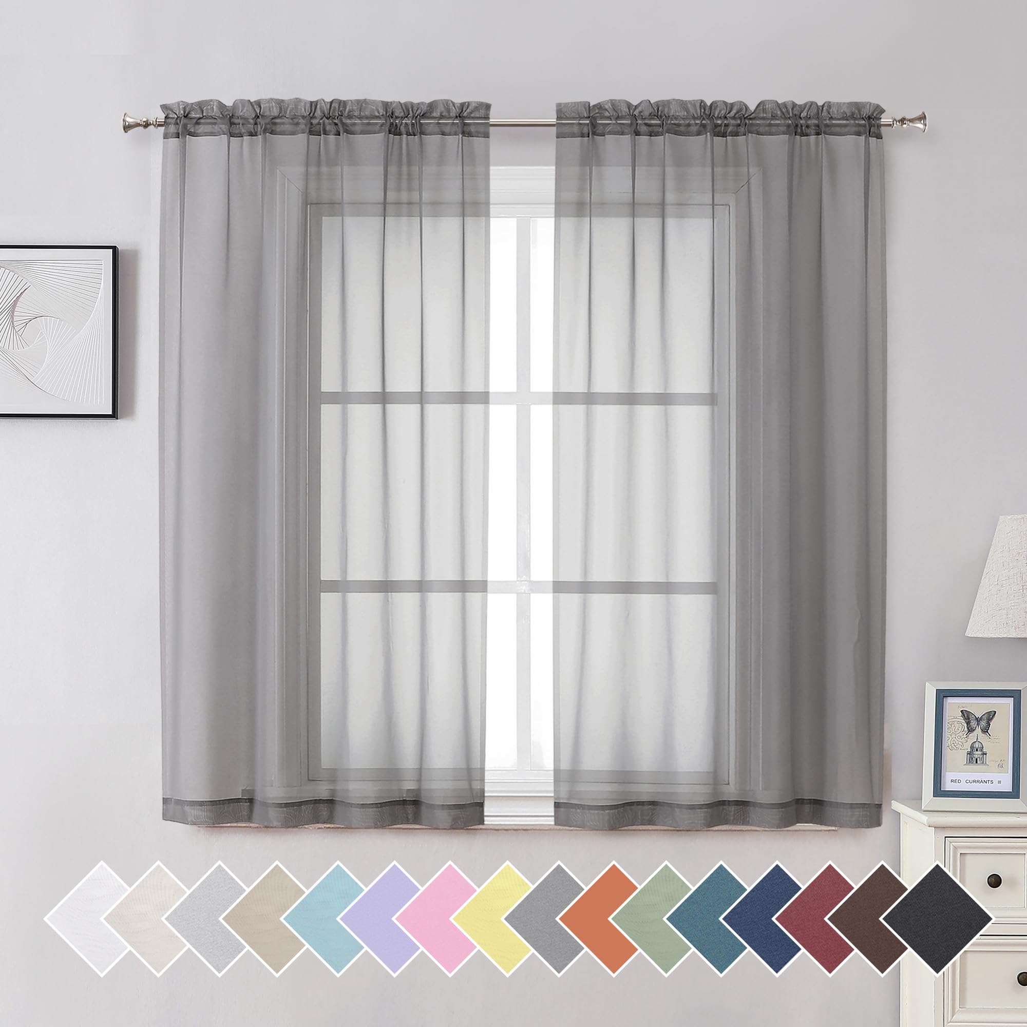 Aiyufeng Blush Pink Sheer Curtains 84 Inches Long 2 Panels Set, Light Filtering Soft Airy Voile Rod Pocket Baby Pink Sheer Window Drapes for Bedroom Living Room, Each 40Wx84L Inches