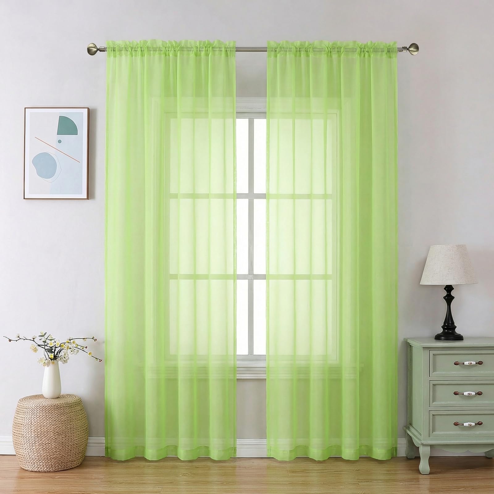 Aiyufeng Blush Pink Sheer Curtains 84 Inches Long 2 Panels Set, Light Filtering Soft Airy Voile Rod Pocket Baby Pink Sheer Window Drapes for Bedroom Living Room, Each 40Wx84L Inches