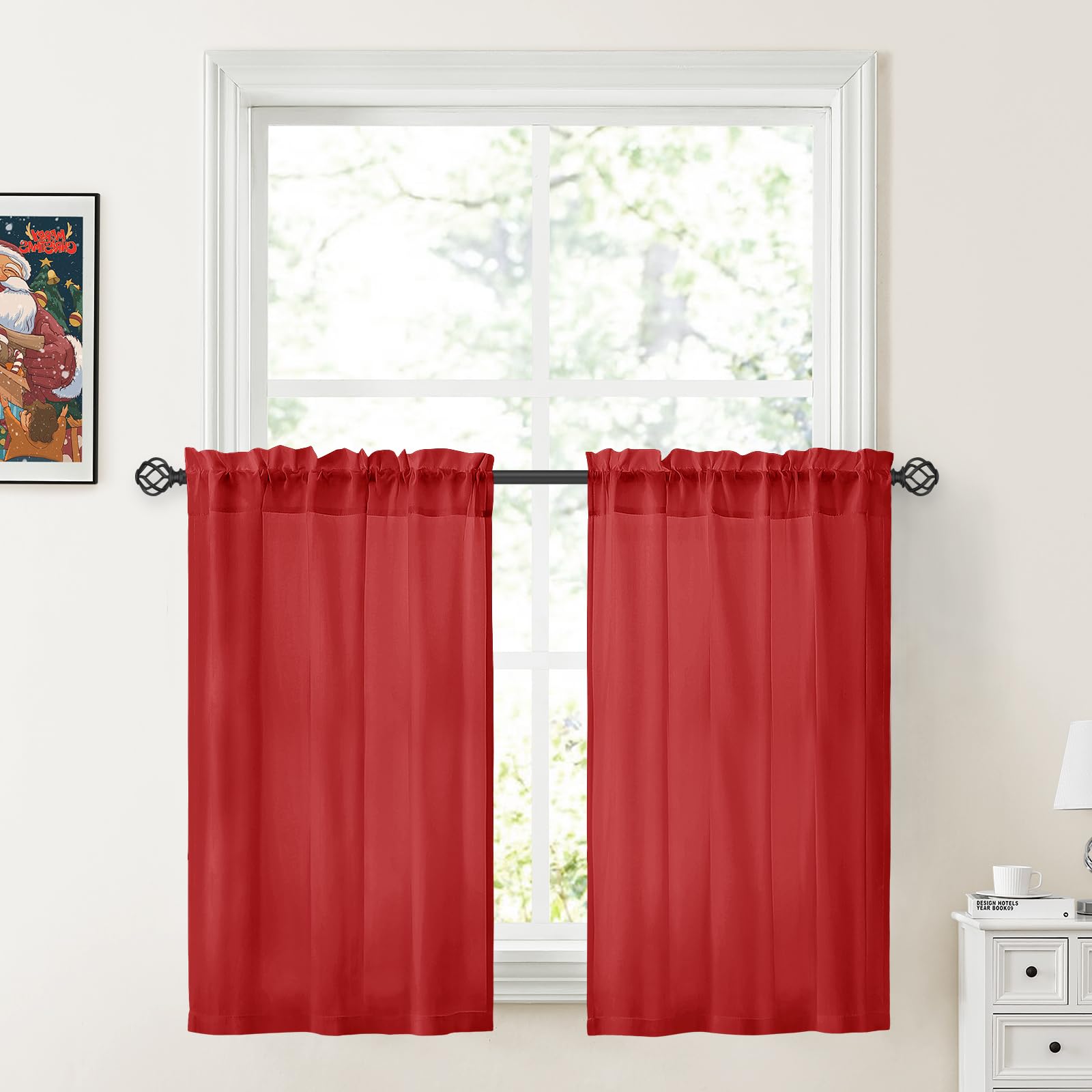 HOMEIDEAS Non-See-Through White Privacy Sheer Curtains 52 X 84 Inches Long 2 Panels Sheer Curtains Light Filtering Window Curtains Drapes for Bedroom Living Room