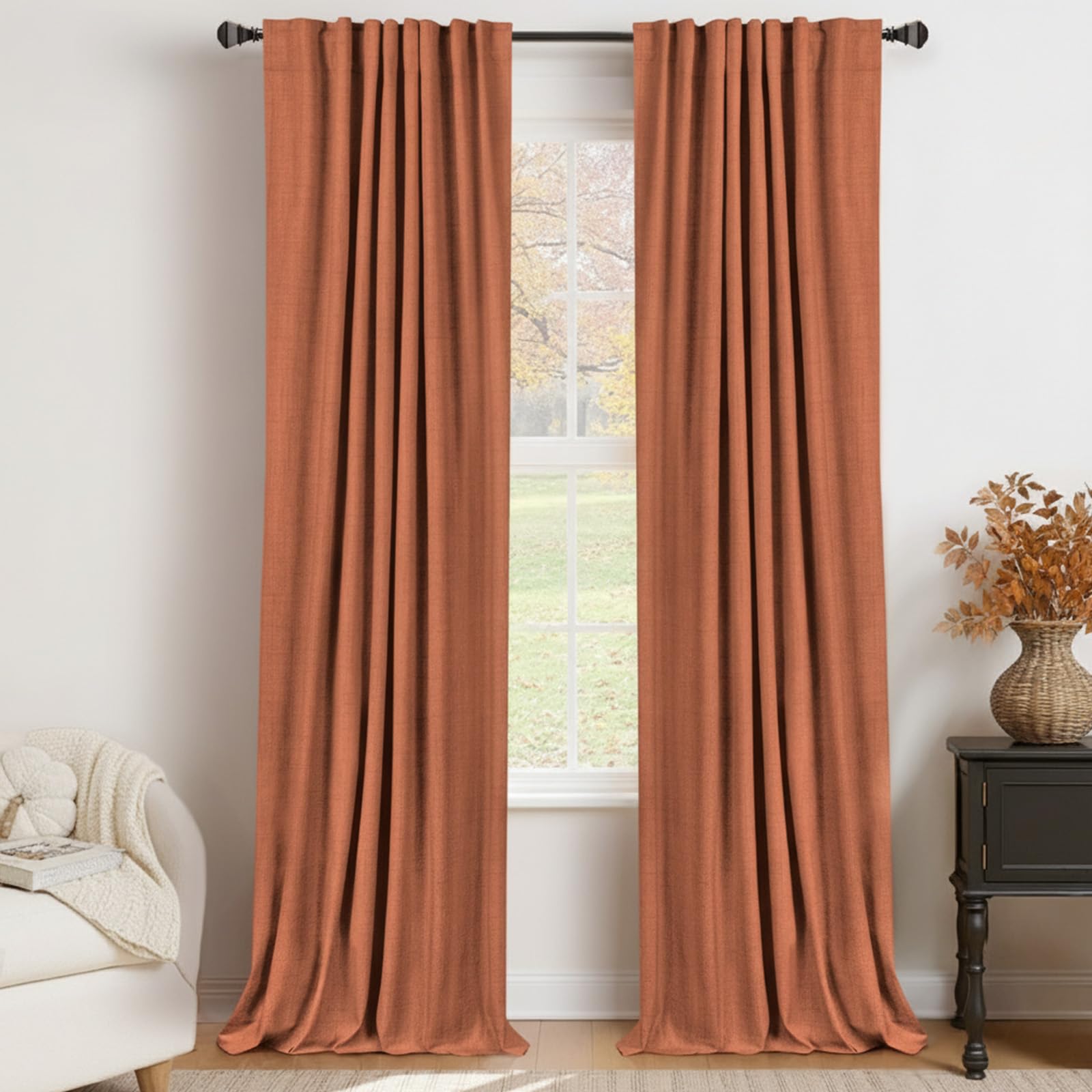 Cream Thermal Blackout Curtains 2 Panels, 50"×84", Back Tab & Rod Pocket Design