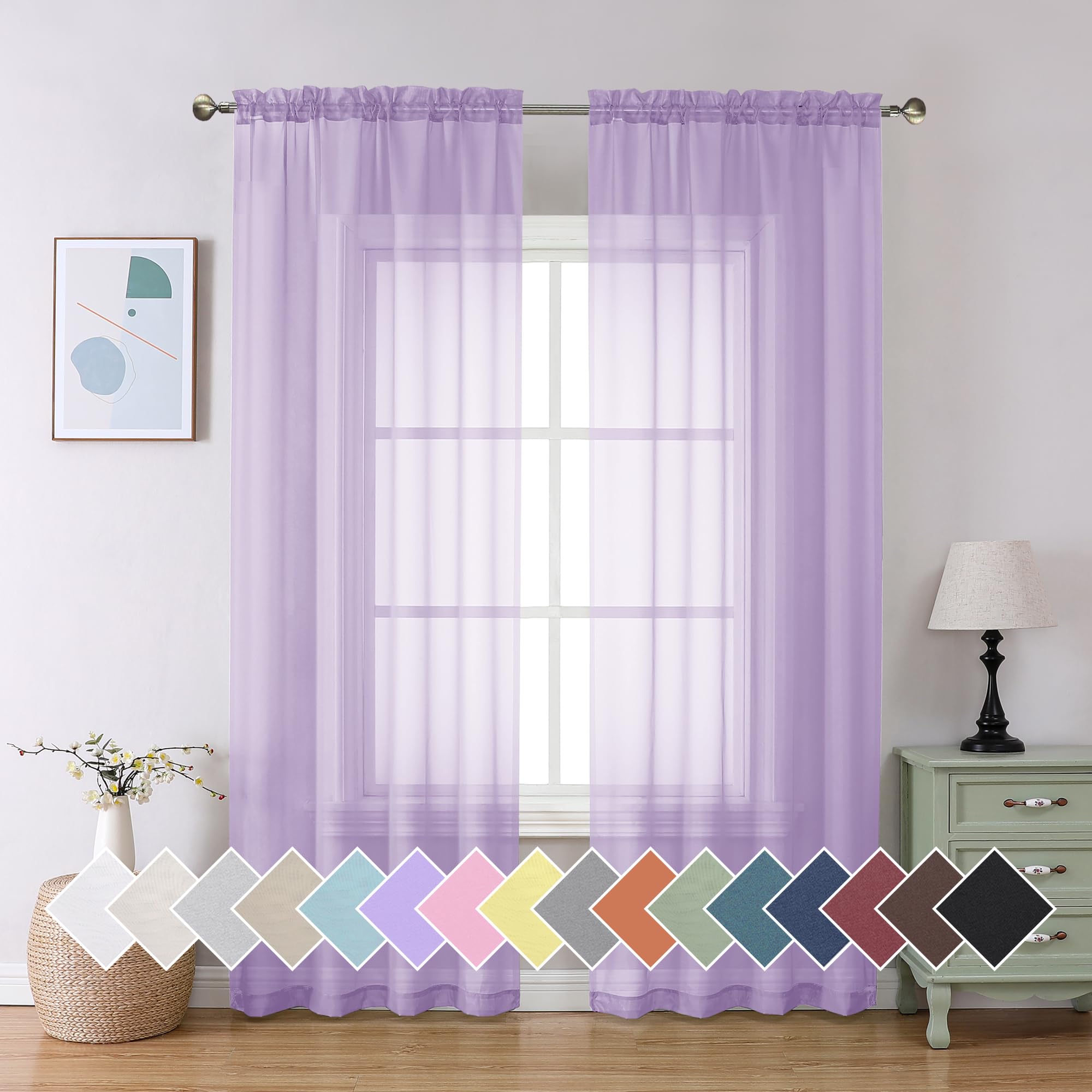 Aiyufeng Blush Pink Sheer Curtains 84 Inches Long 2 Panels Set, Light Filtering Soft Airy Voile Rod Pocket Baby Pink Sheer Window Drapes for Bedroom Living Room, Each 40Wx84L Inches