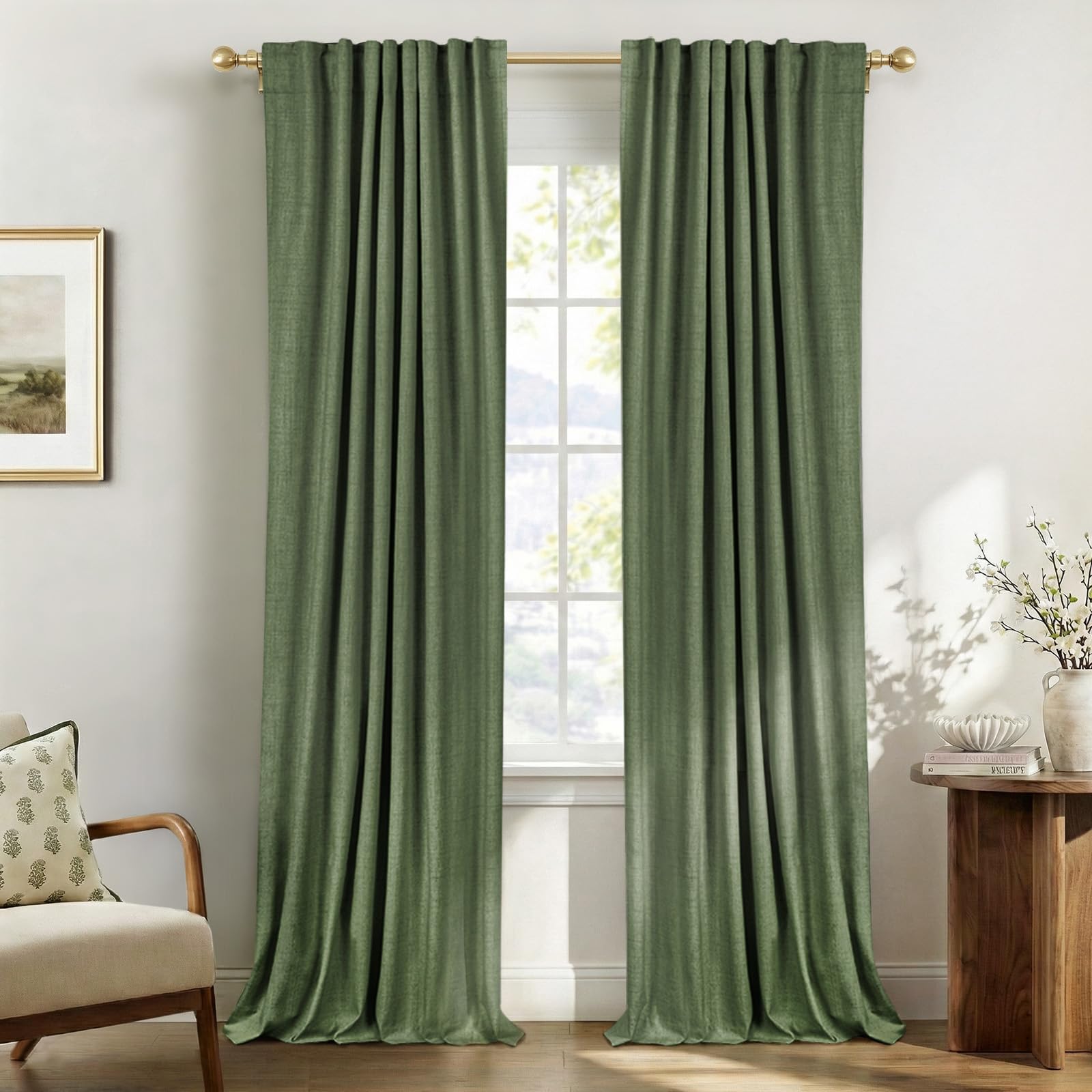 Cream Thermal Blackout Curtains 2 Panels, 50"×84", Back Tab & Rod Pocket Design