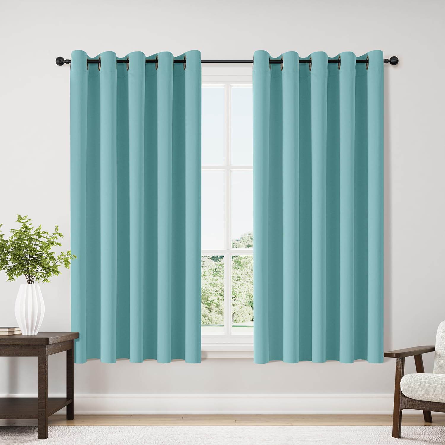 ChrisDowa Grommet Blackout Curtains for Bedroom and Living Room - 2 Panels Set Thermal Insulated Room Darkening Curtains (Dark Grey, 42 x 63 Inch)