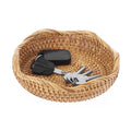 Hipiwe Natural Rattan Tray 8.5" Wicker Storage Bowls Hand Woven Basket Tray for Bread Fruit Key Round Fruit Baskets for Kitchen Entryway Tabletop Decorative Baskets Bowl