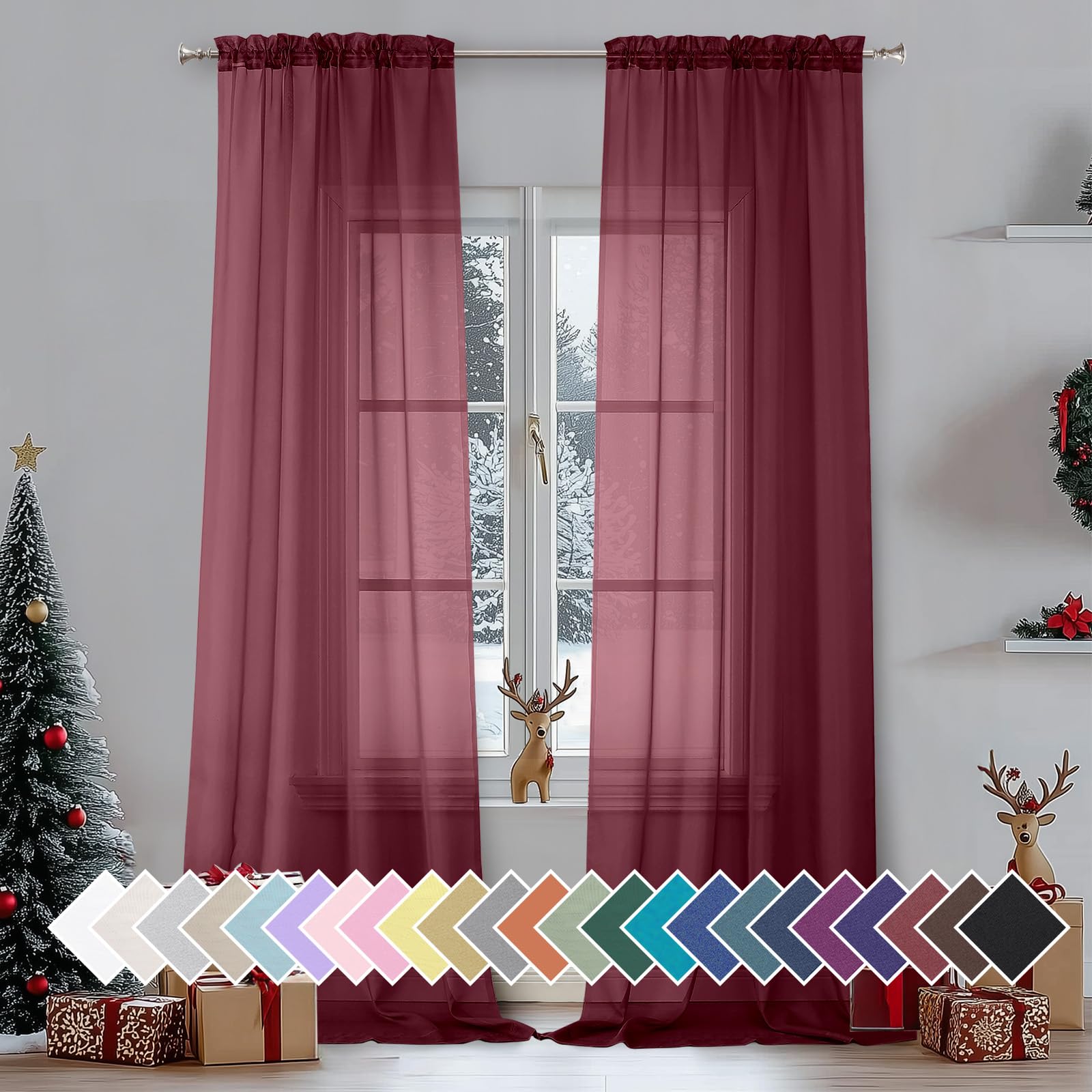 Aiyufeng Blush Pink Sheer Curtains 84 Inches Long 2 Panels Set, Light Filtering Soft Airy Voile Rod Pocket Baby Pink Sheer Window Drapes for Bedroom Living Room, Each 40Wx84L Inches