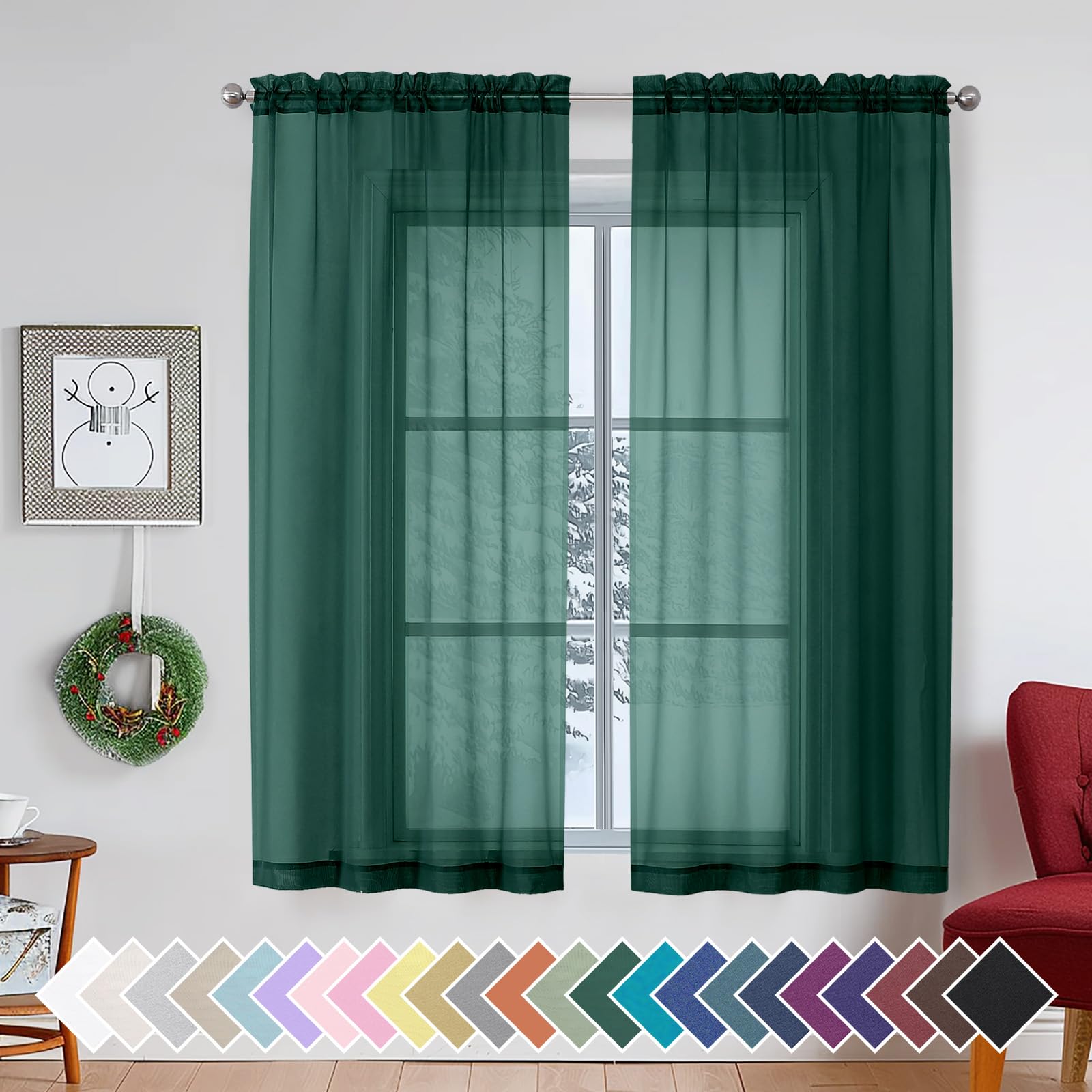 Aiyufeng Blush Pink Sheer Curtains 84 Inches Long 2 Panels Set, Light Filtering Soft Airy Voile Rod Pocket Baby Pink Sheer Window Drapes for Bedroom Living Room, Each 40Wx84L Inches