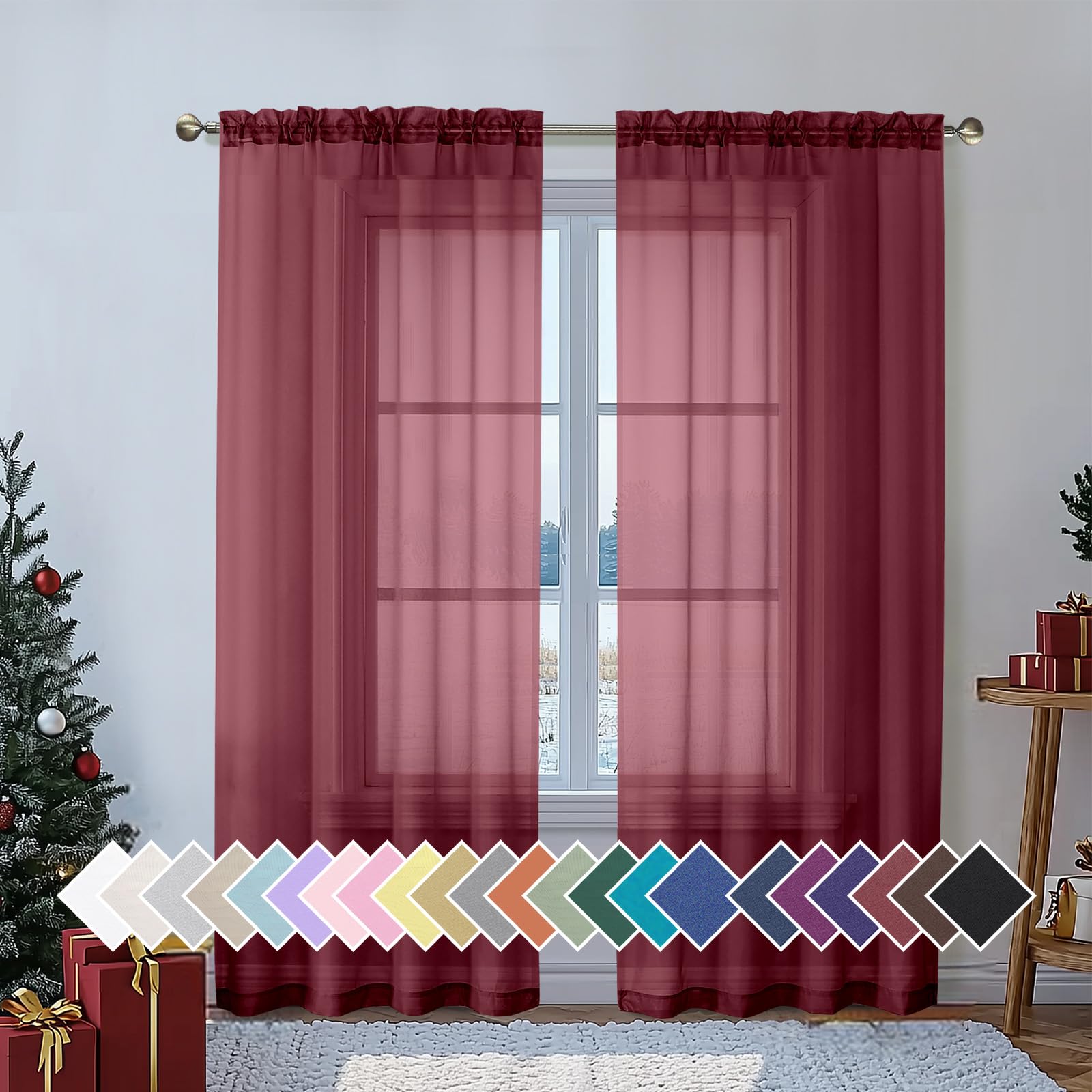 Aiyufeng Blush Pink Sheer Curtains 84 Inches Long 2 Panels Set, Light Filtering Soft Airy Voile Rod Pocket Baby Pink Sheer Window Drapes for Bedroom Living Room, Each 40Wx84L Inches