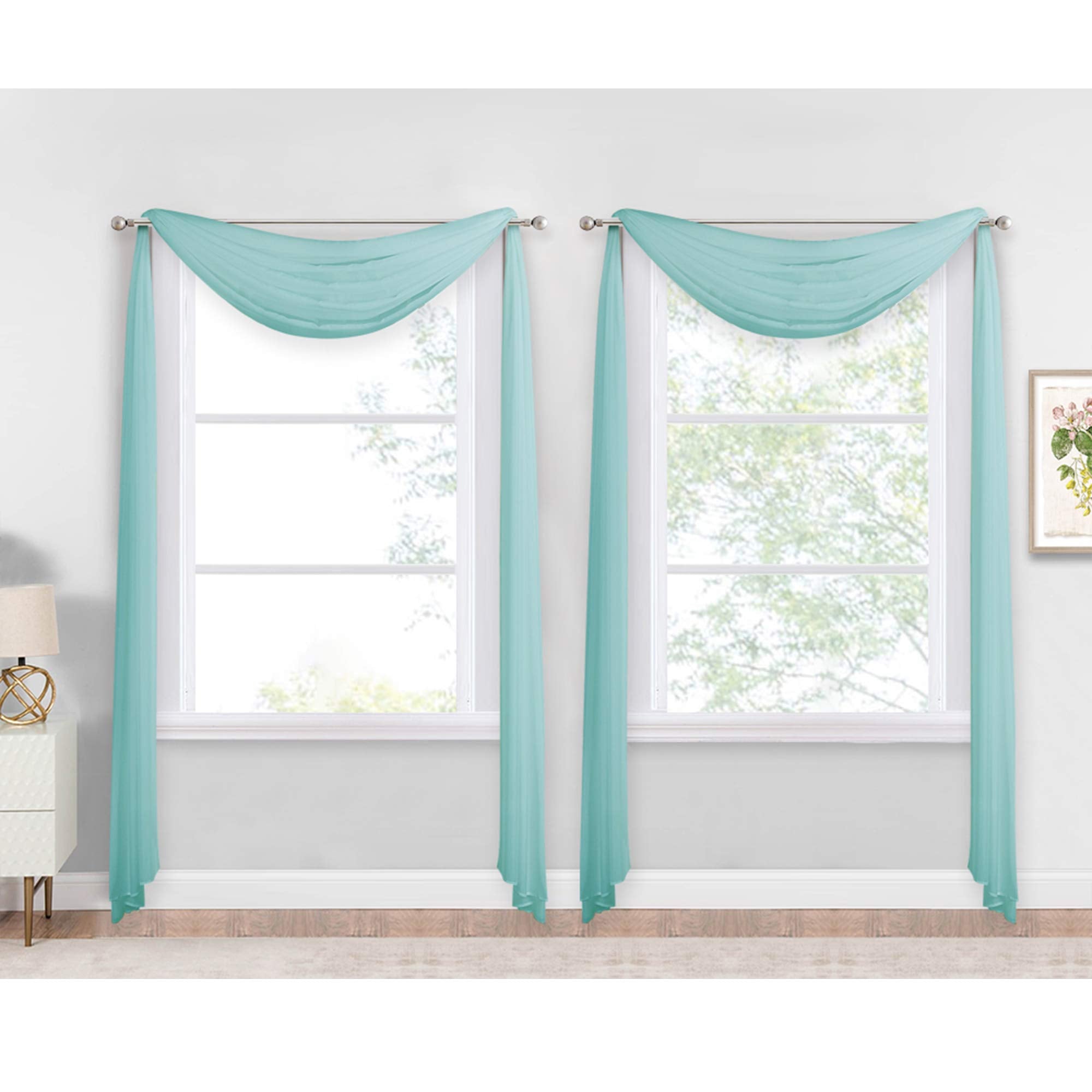 NICETOWN Sheer Canopy Bed Curtains Panels 216 - Home Decoration Sheer Voile Scarf Valance for Wedding (1 Panel, W60 x L216, White)