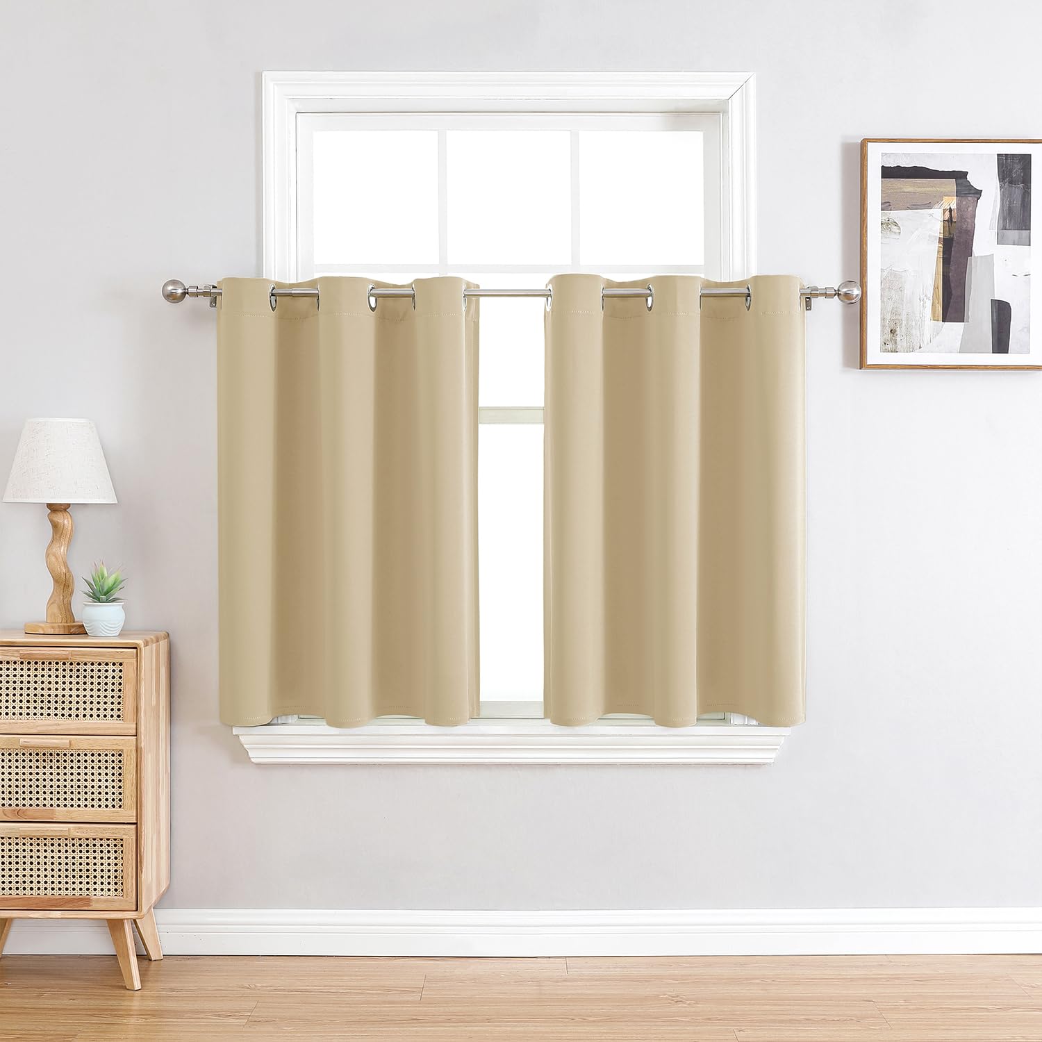 ChrisDowa Grommet Blackout Curtains for Bedroom and Living Room - 2 Panels Set Thermal Insulated Room Darkening Curtains (Dark Grey, 42 x 63 Inch)