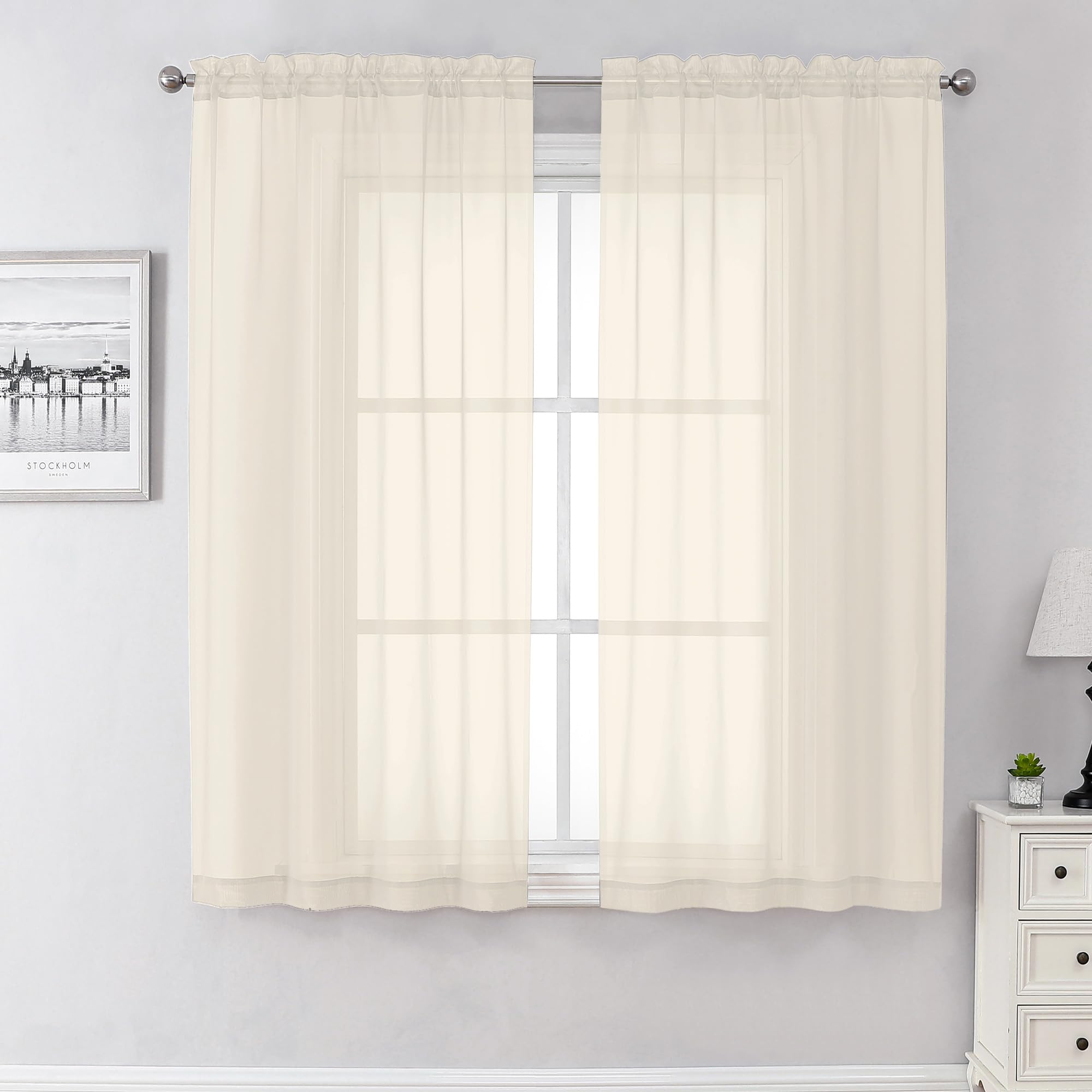 Aiyufeng Blush Pink Sheer Curtains 84 Inches Long 2 Panels Set, Light Filtering Soft Airy Voile Rod Pocket Baby Pink Sheer Window Drapes for Bedroom Living Room, Each 40Wx84L Inches