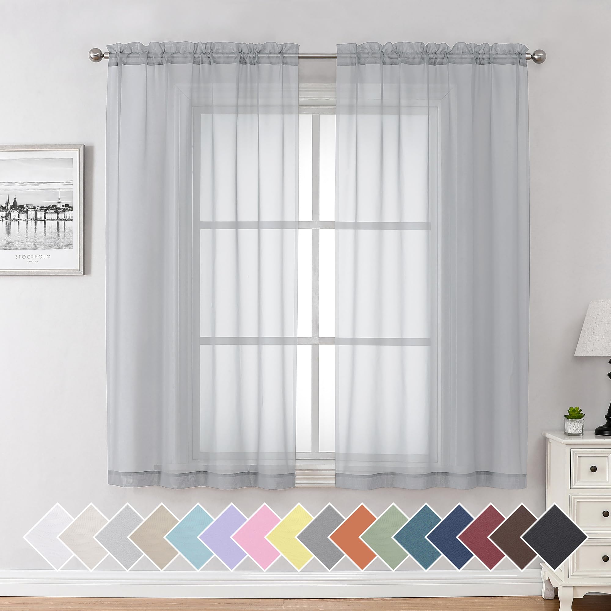Aiyufeng Blush Pink Sheer Curtains 84 Inches Long 2 Panels Set, Light Filtering Soft Airy Voile Rod Pocket Baby Pink Sheer Window Drapes for Bedroom Living Room, Each 40Wx84L Inches