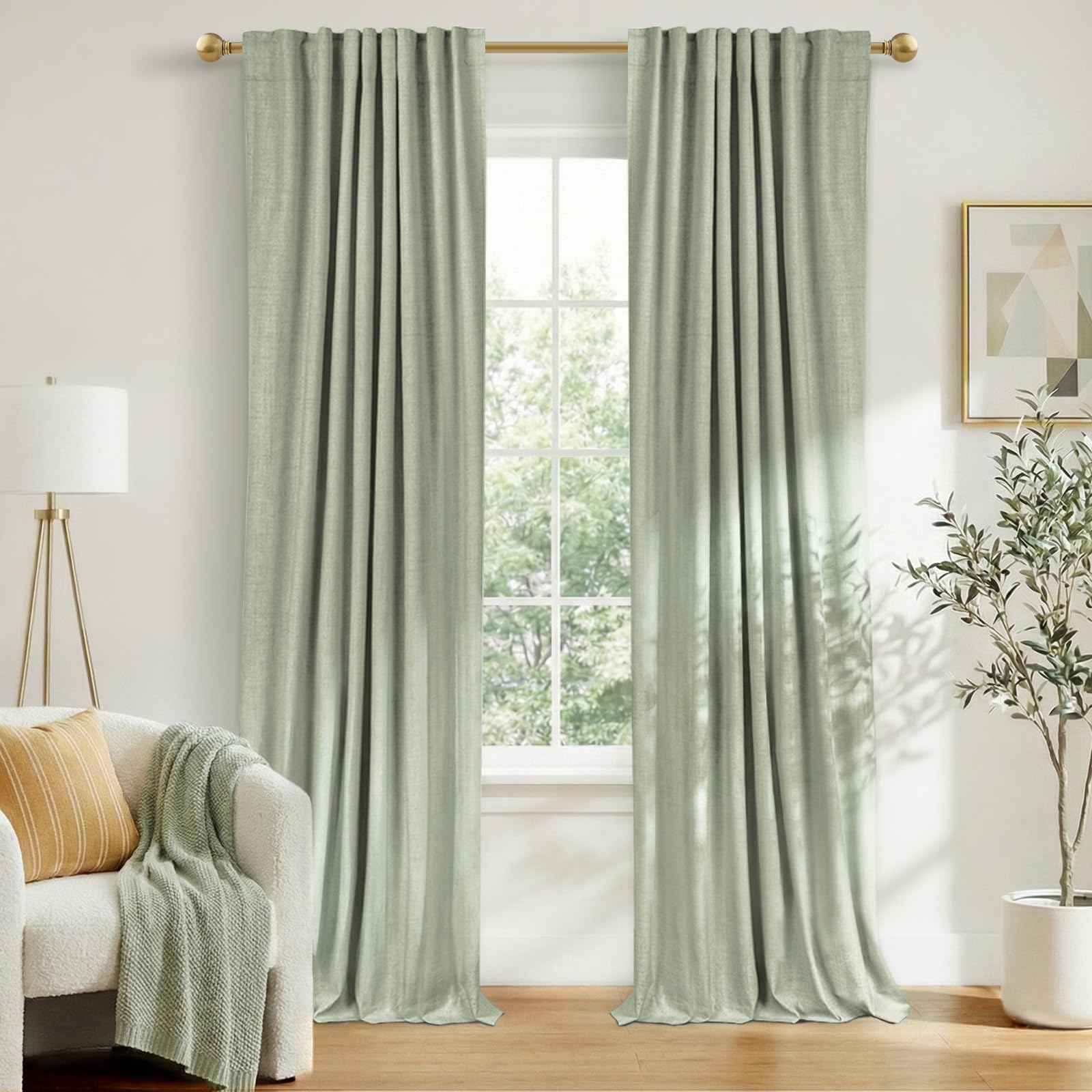Cream Thermal Blackout Curtains 2 Panels, 50"×84", Back Tab & Rod Pocket Design