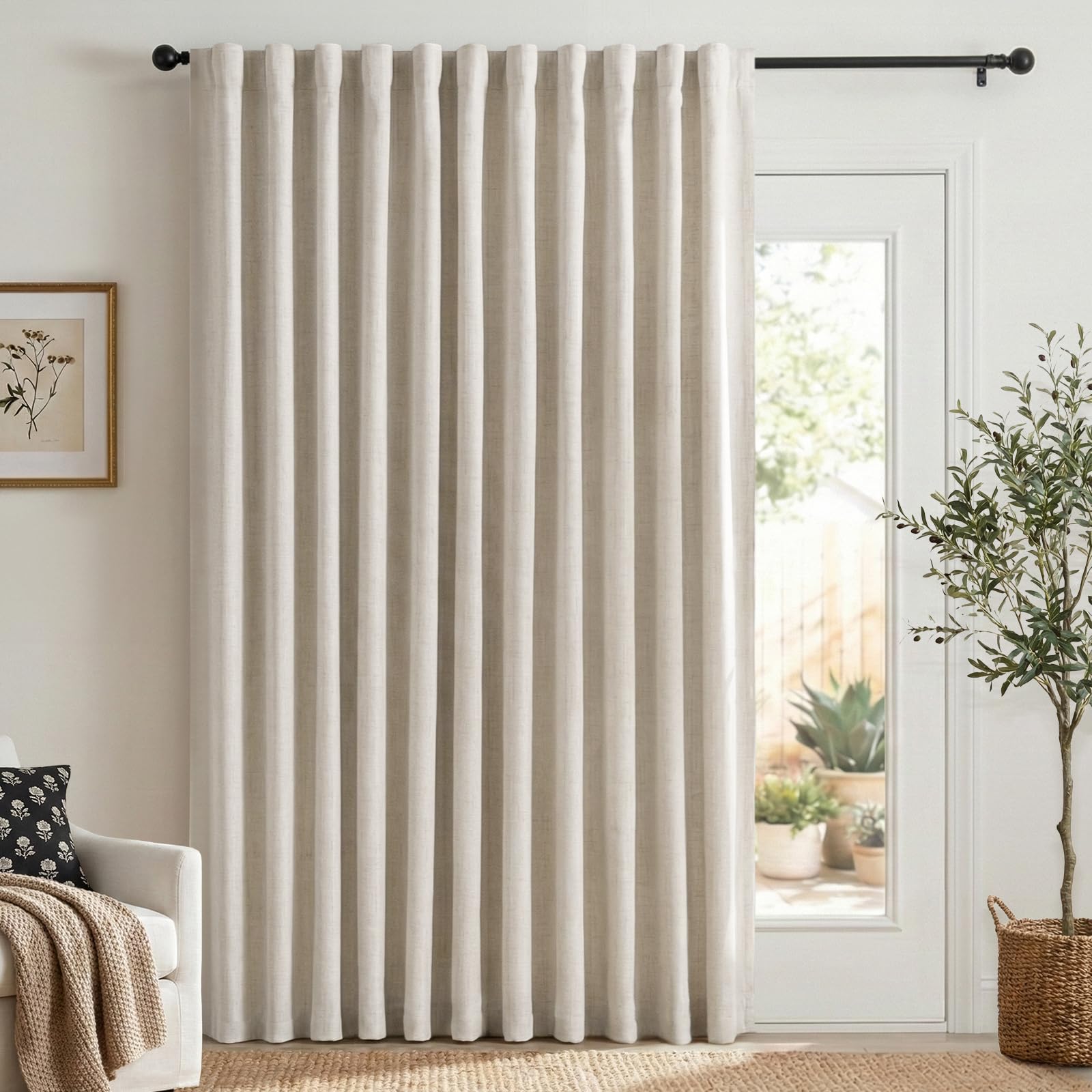 Cream Thermal Blackout Curtains 2 Panels, 50"×84", Back Tab & Rod Pocket Design