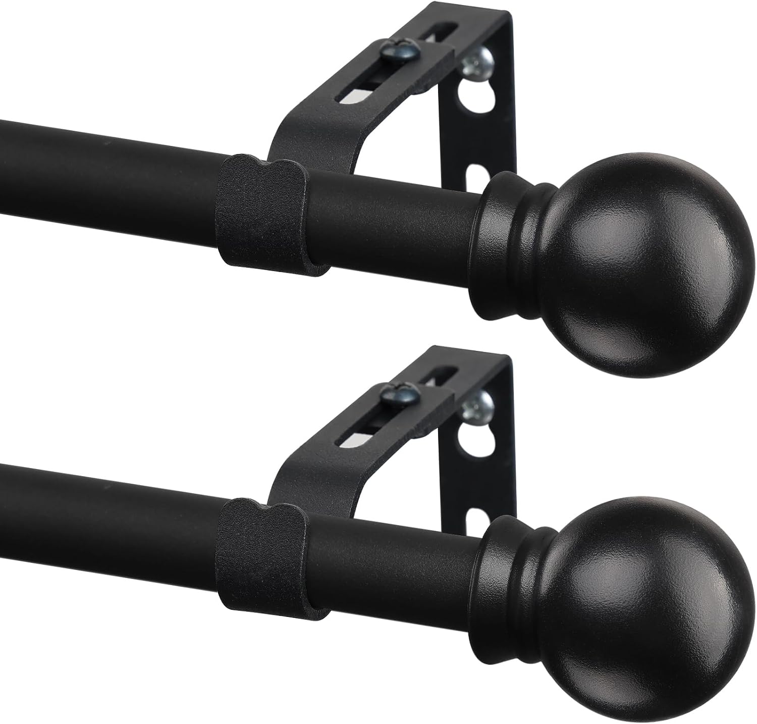 2 Pack Black Curtain Rods for Windows 28 to 48 inch, 5/8 inch Small Cafe Window Curtain Rods, Short Drapery Rod for Bedroom Kitchen (Size：30-50 Inch, Matte Black)