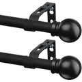 2 Pack Black Curtain Rods for Windows 28 to 48 inch, 5/8 inch Small Cafe Window Curtain Rods, Short Drapery Rod for Bedroom Kitchen (Size：30-50 Inch, Matte Black)