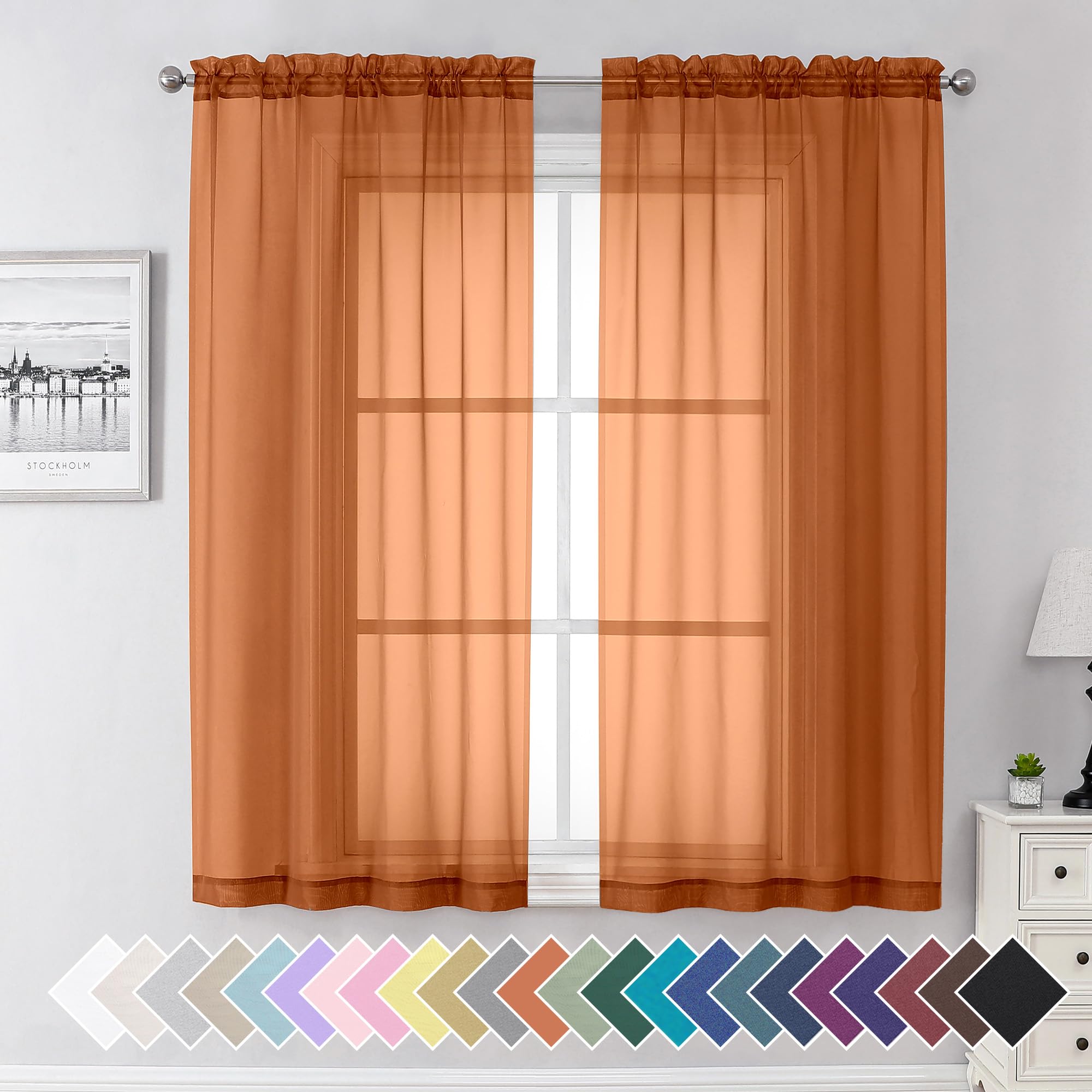 Aiyufeng Blush Pink Sheer Curtains 84 Inches Long 2 Panels Set, Light Filtering Soft Airy Voile Rod Pocket Baby Pink Sheer Window Drapes for Bedroom Living Room, Each 40Wx84L Inches