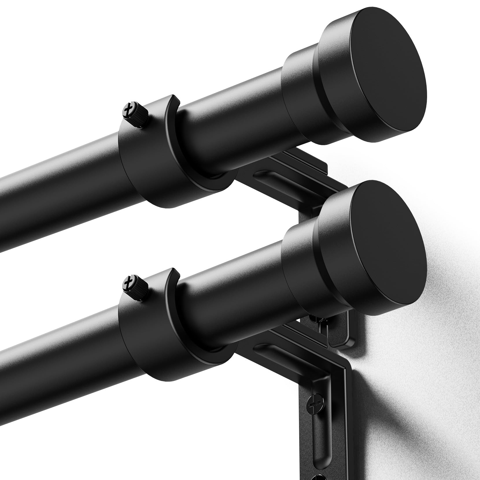 YaFex Curtain Rods 32-144 Inch, Heavy Duty 1 Inch Adjustable Curtain Rod for Windows, Black Extra Long Window Treatment Rods, Modern Design, Easy Installation