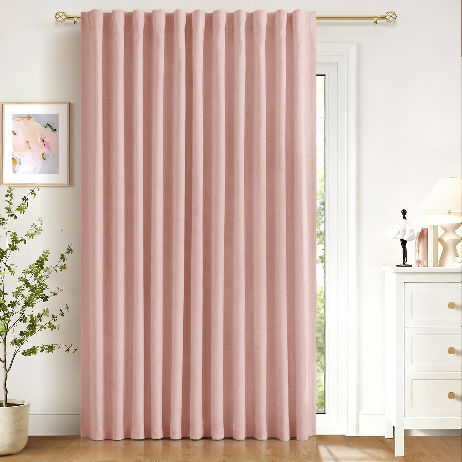 Cream Thermal Blackout Curtains 2 Panels, 50"×84", Back Tab & Rod Pocket Design