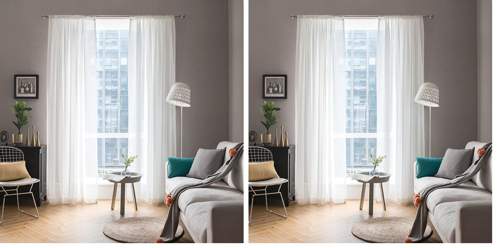 MIULEE White Sheer Curtains 96 inches Long Window Curtains 2 Panels Solid Color Elegant Window Voile Panels/Drapes/Treatment for Bedroom Living Room (54 X 96 Inches White)