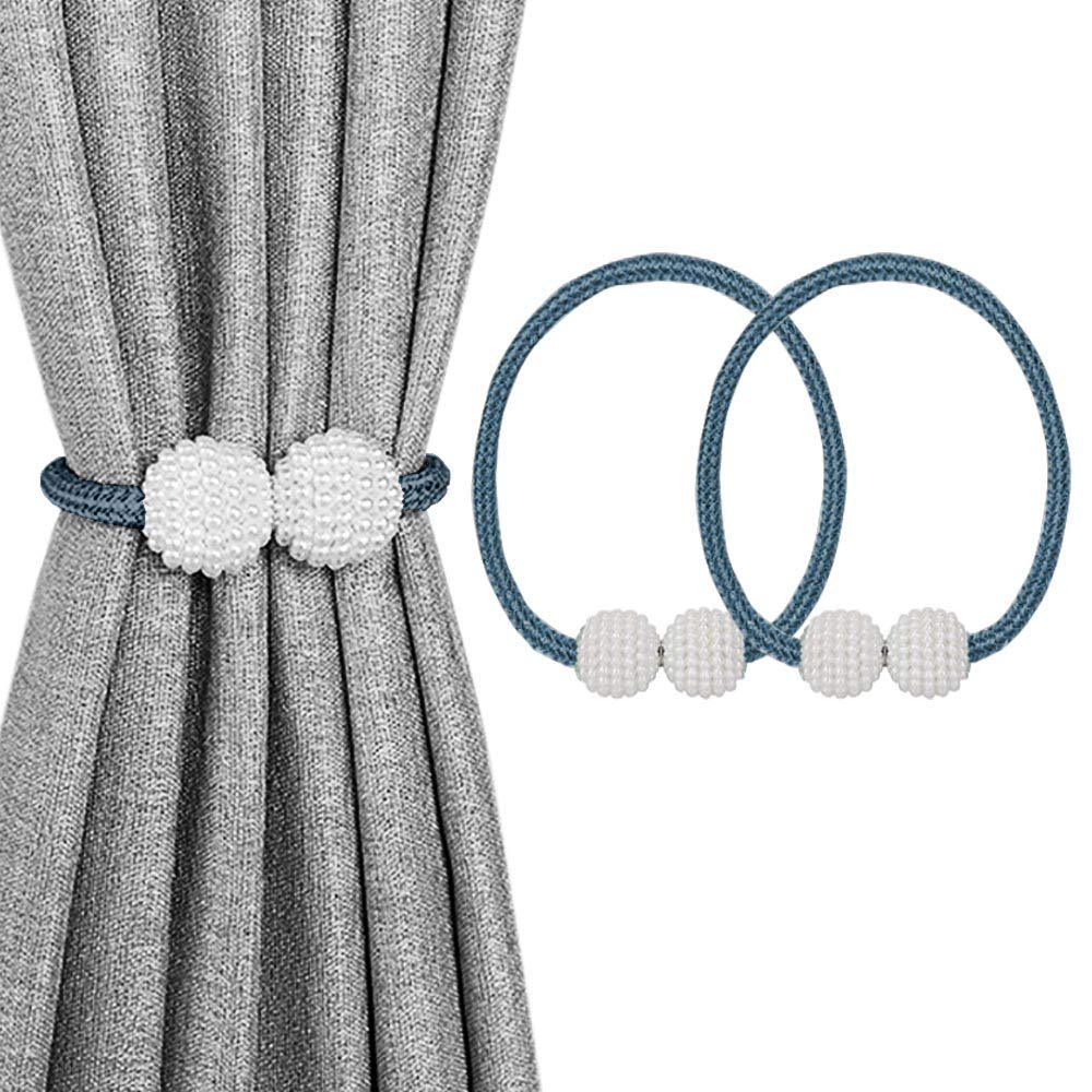 Melaluxe 6 Pack Magnetic Curtain Tiebacks, Decorative Curtain Holdbacks for Window Décor (Grey)