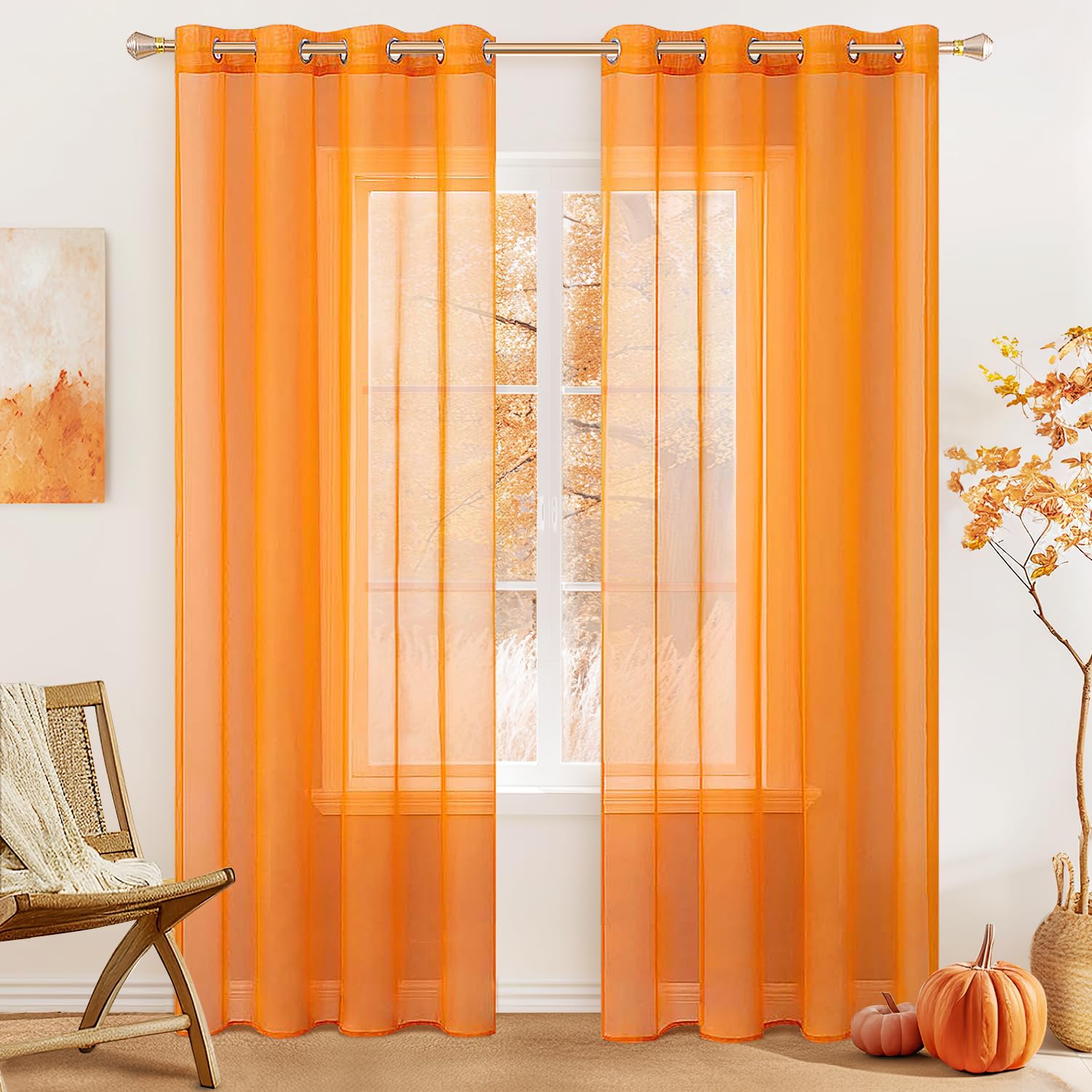MIULEE Solid Color Sheer Curtains 84 Inches Long 2 Panels Set - Elegant Lightweight Grommet Light Filtering Window Voile Panels/Drapes/Treatment for Bedroom Living Room W42 x L84 Inch, White