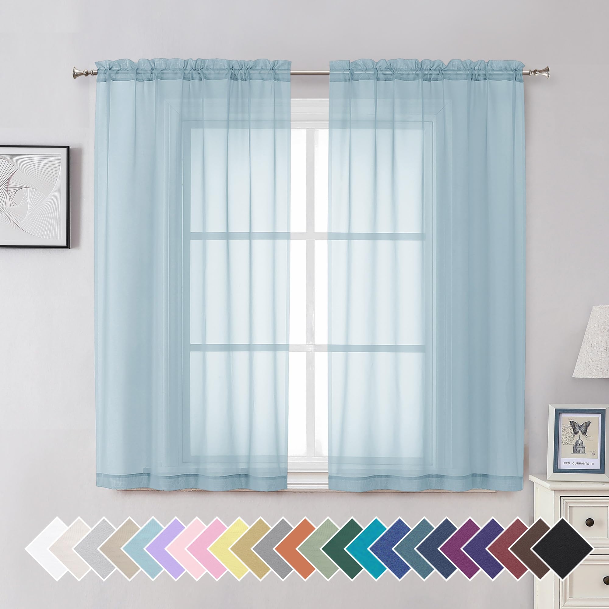 Aiyufeng Blush Pink Sheer Curtains 84 Inches Long 2 Panels Set, Light Filtering Soft Airy Voile Rod Pocket Baby Pink Sheer Window Drapes for Bedroom Living Room, Each 40Wx84L Inches