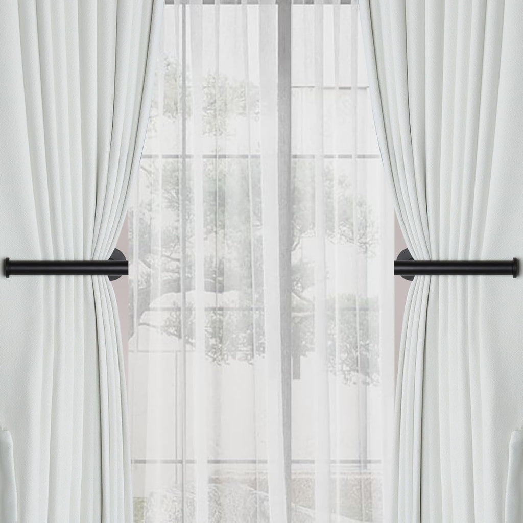 Groleca 2 Pack Adhesive Curtain Holdbacks Curtain Tie Backs Curtain Holdbacks No Drill Curtain Pull Backs Adhesive Curtain Hooks Curtain Holders for Drapes (2, Black)