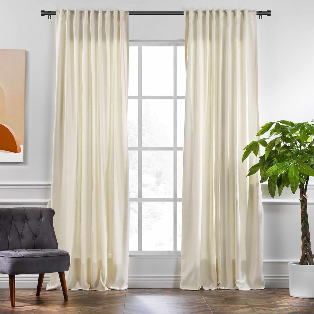 Black Curtain Rods for Windows 28 to 48 Inch,2 Pack 5/8 Inch Diameter Small Curtain Rod Set,Heavy Duty Drapery Rods with Brackets for Bedroom, Living Room, Kitchen,Patio