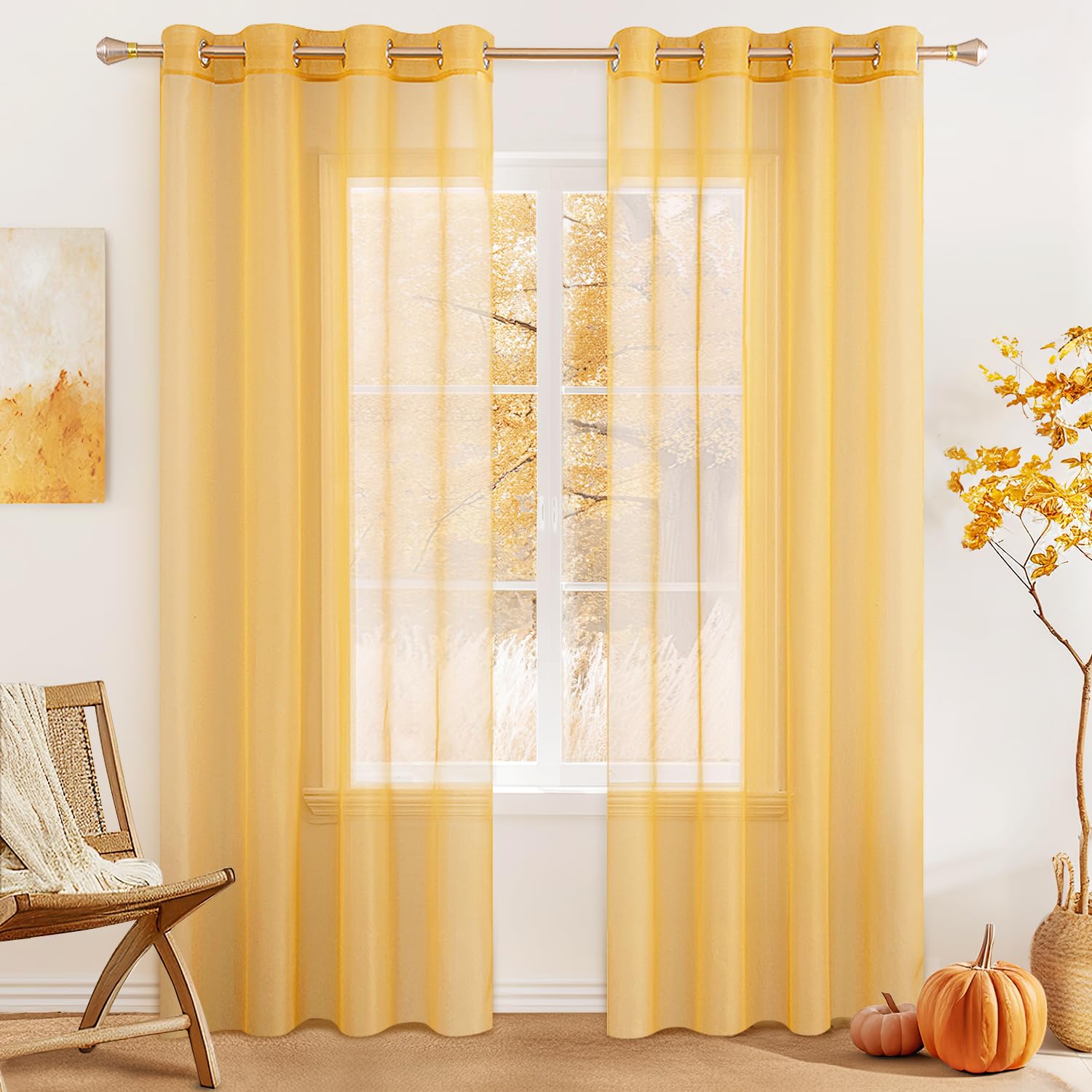 MIULEE Solid Color Sheer Curtains 84 Inches Long 2 Panels Set - Elegant Lightweight Grommet Light Filtering Window Voile Panels/Drapes/Treatment for Bedroom Living Room W42 x L84 Inch, White