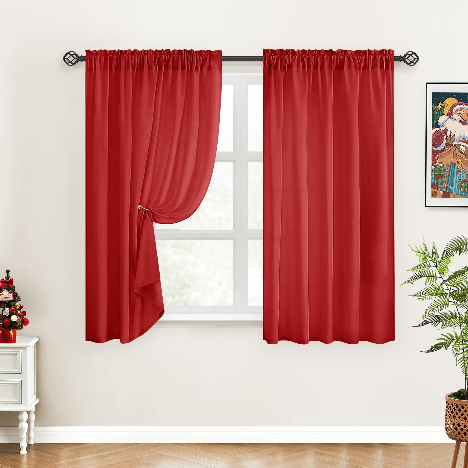 HOMEIDEAS Non-See-Through White Privacy Sheer Curtains 52 X 84 Inches Long 2 Panels Sheer Curtains Light Filtering Window Curtains Drapes for Bedroom Living Room