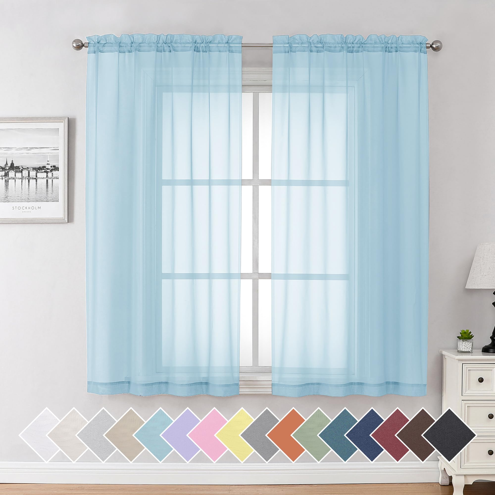 Aiyufeng Blush Pink Sheer Curtains 84 Inches Long 2 Panels Set, Light Filtering Soft Airy Voile Rod Pocket Baby Pink Sheer Window Drapes for Bedroom Living Room, Each 40Wx84L Inches