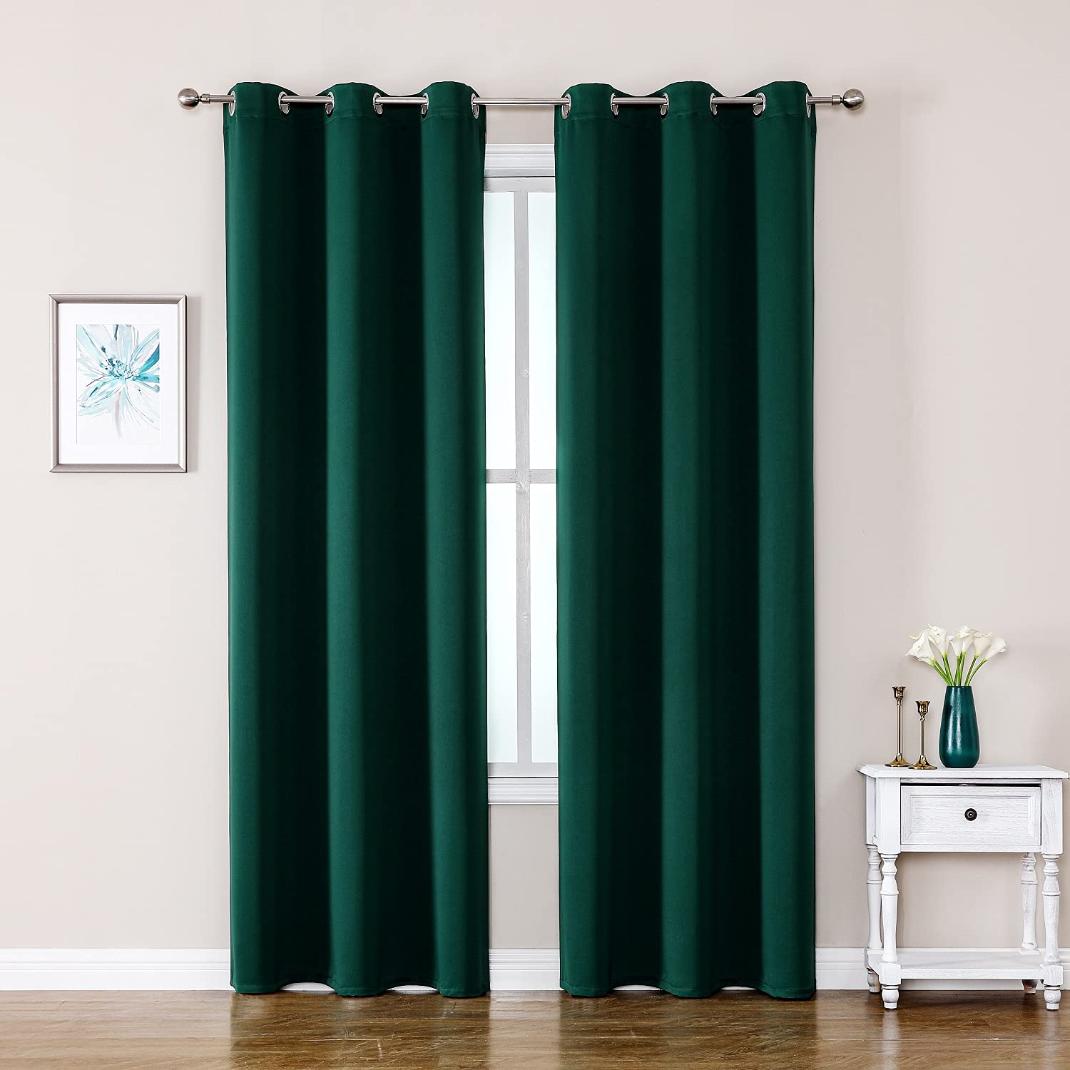 ChrisDowa Grommet Blackout Curtains for Bedroom and Living Room - 2 Panels Set Thermal Insulated Room Darkening Curtains (Dark Grey, 42 x 63 Inch)
