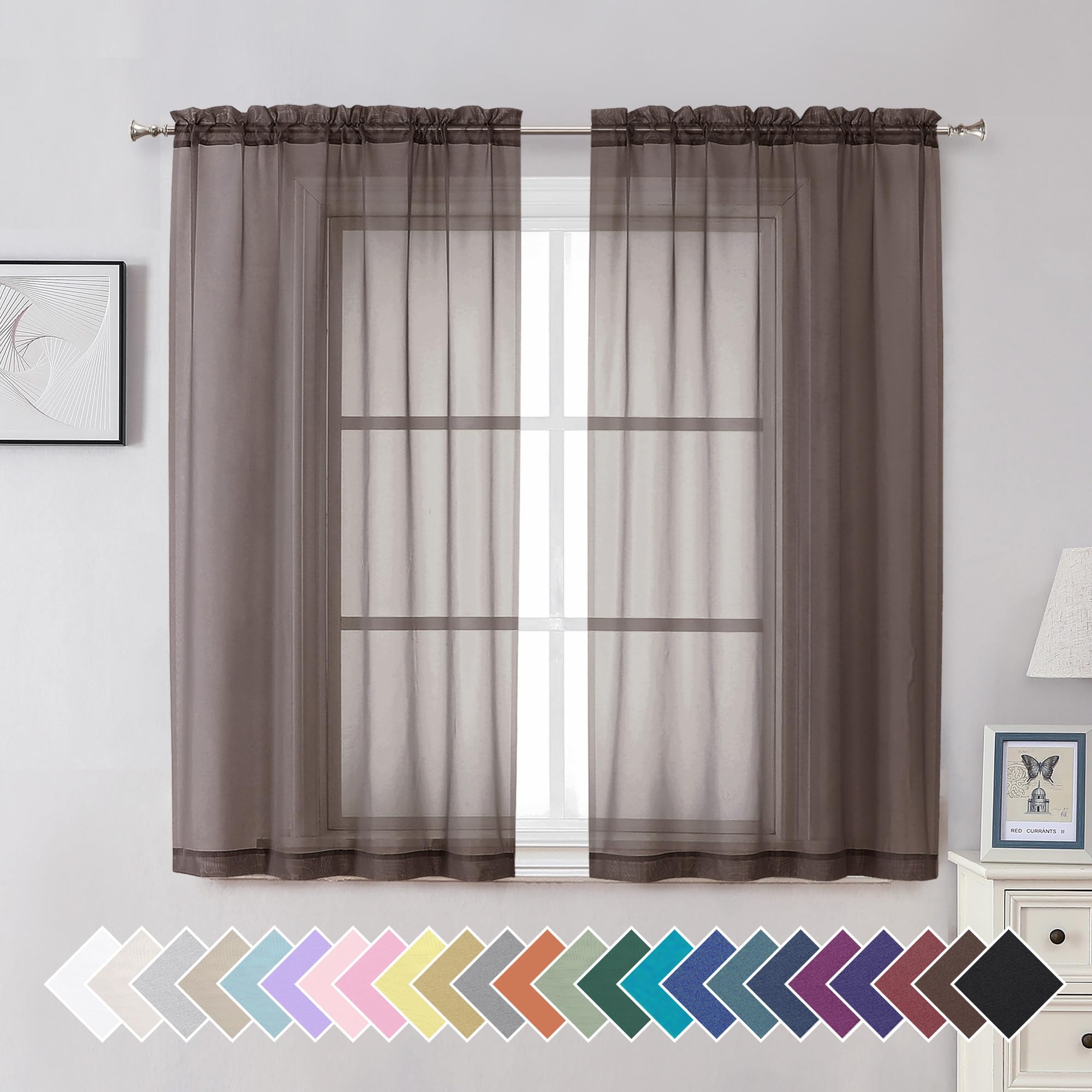 Aiyufeng Blush Pink Sheer Curtains 84 Inches Long 2 Panels Set, Light Filtering Soft Airy Voile Rod Pocket Baby Pink Sheer Window Drapes for Bedroom Living Room, Each 40Wx84L Inches