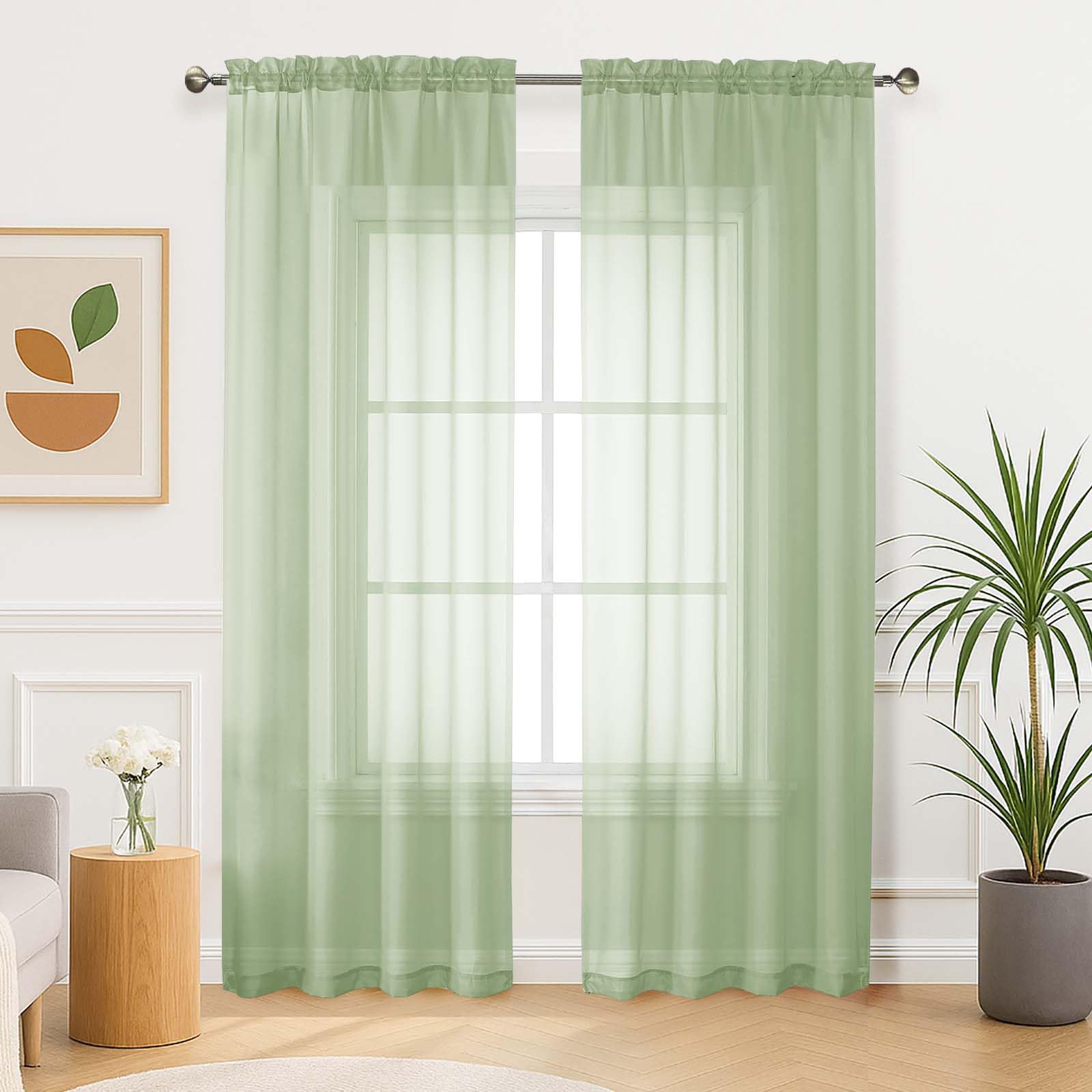 Aiyufeng Blush Pink Sheer Curtains 84 Inches Long 2 Panels Set, Light Filtering Soft Airy Voile Rod Pocket Baby Pink Sheer Window Drapes for Bedroom Living Room, Each 40Wx84L Inches