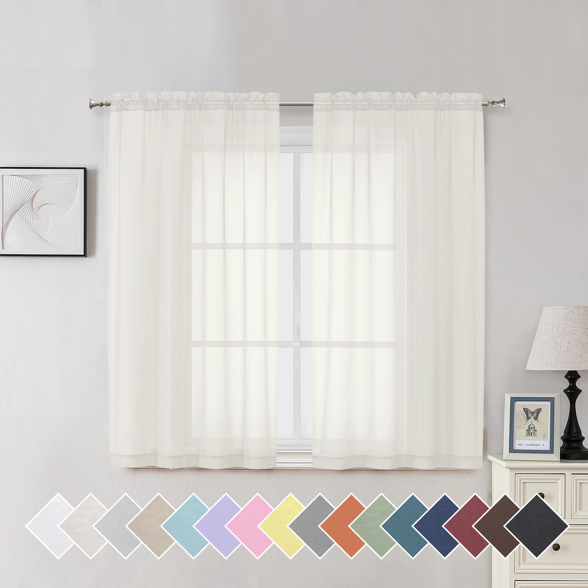 Aiyufeng Blush Pink Sheer Curtains 84 Inches Long 2 Panels Set, Light Filtering Soft Airy Voile Rod Pocket Baby Pink Sheer Window Drapes for Bedroom Living Room, Each 40Wx84L Inches