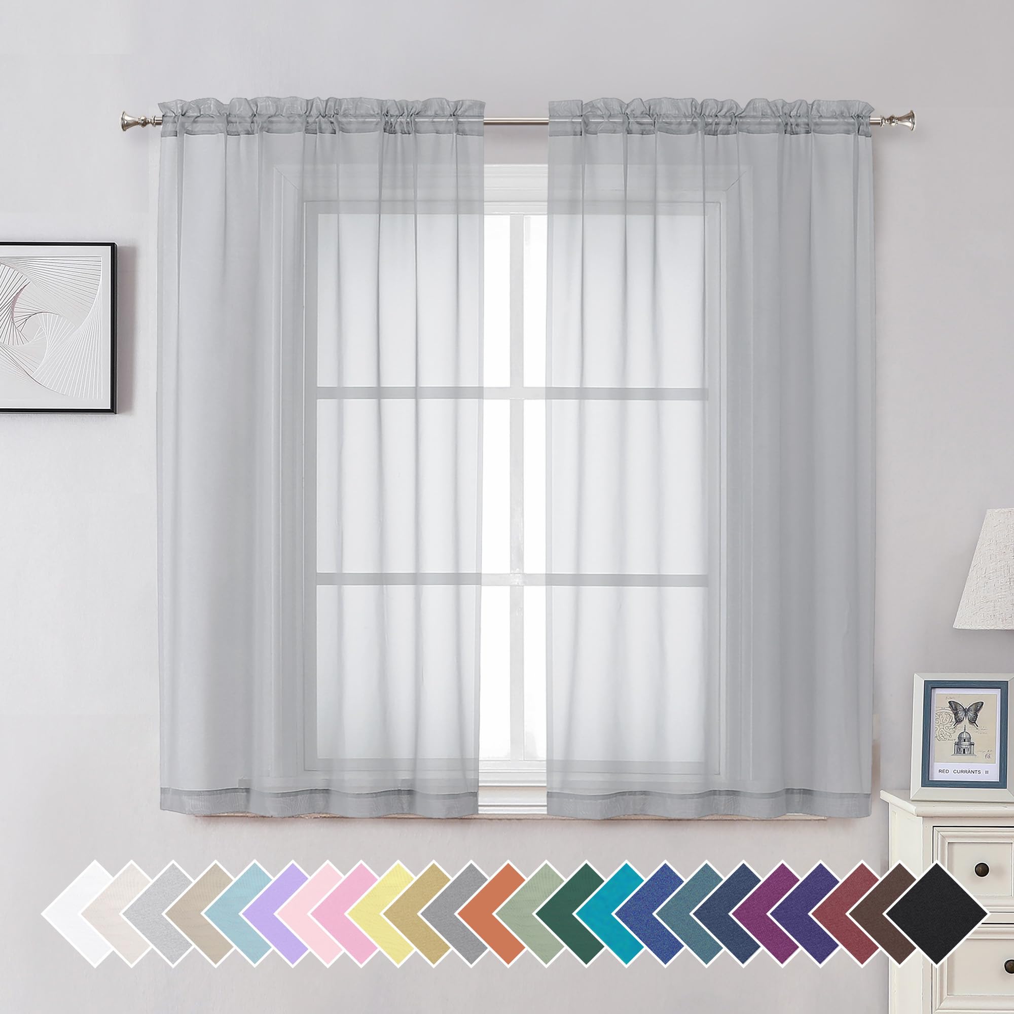 Aiyufeng Blush Pink Sheer Curtains 84 Inches Long 2 Panels Set, Light Filtering Soft Airy Voile Rod Pocket Baby Pink Sheer Window Drapes for Bedroom Living Room, Each 40Wx84L Inches
