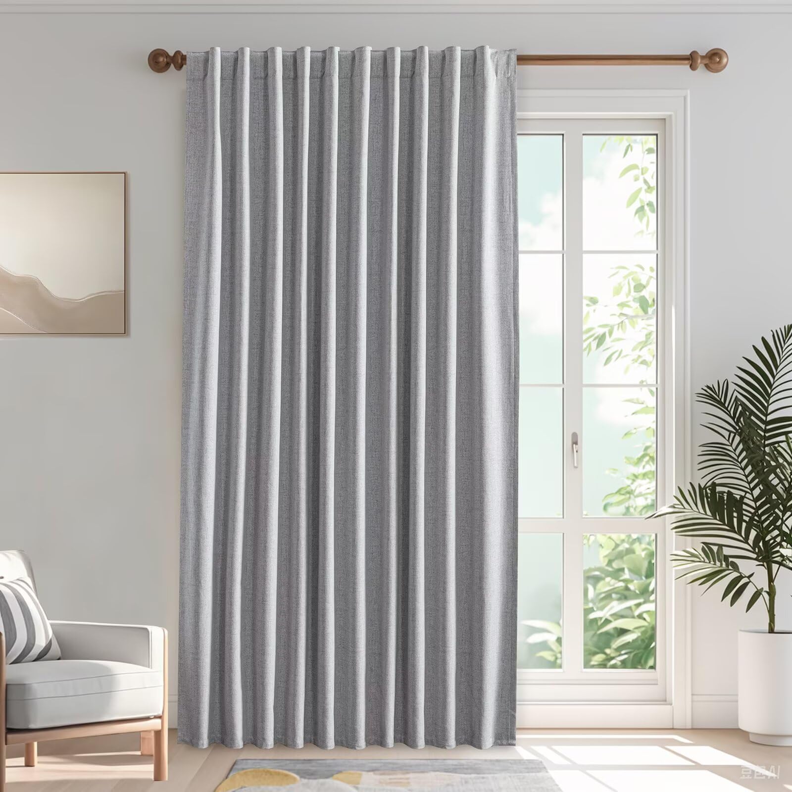 IGEMAEVE Black 100% Blackout Curtains 84 Inch Length 2 Panels Set, Black Out Curtains for Bedroom 84 Inch Long, Rod Pocket Energy Saving Room Darkening Drapes for Living Room Dining Room Window