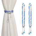 PEDOBO Magnetic Curtain Tiebacks, 2 Pack Crystal Beaded Sun & Moon Pendants Sheers/Draperies Holdbacks for Window Home Office Decor (Purple)