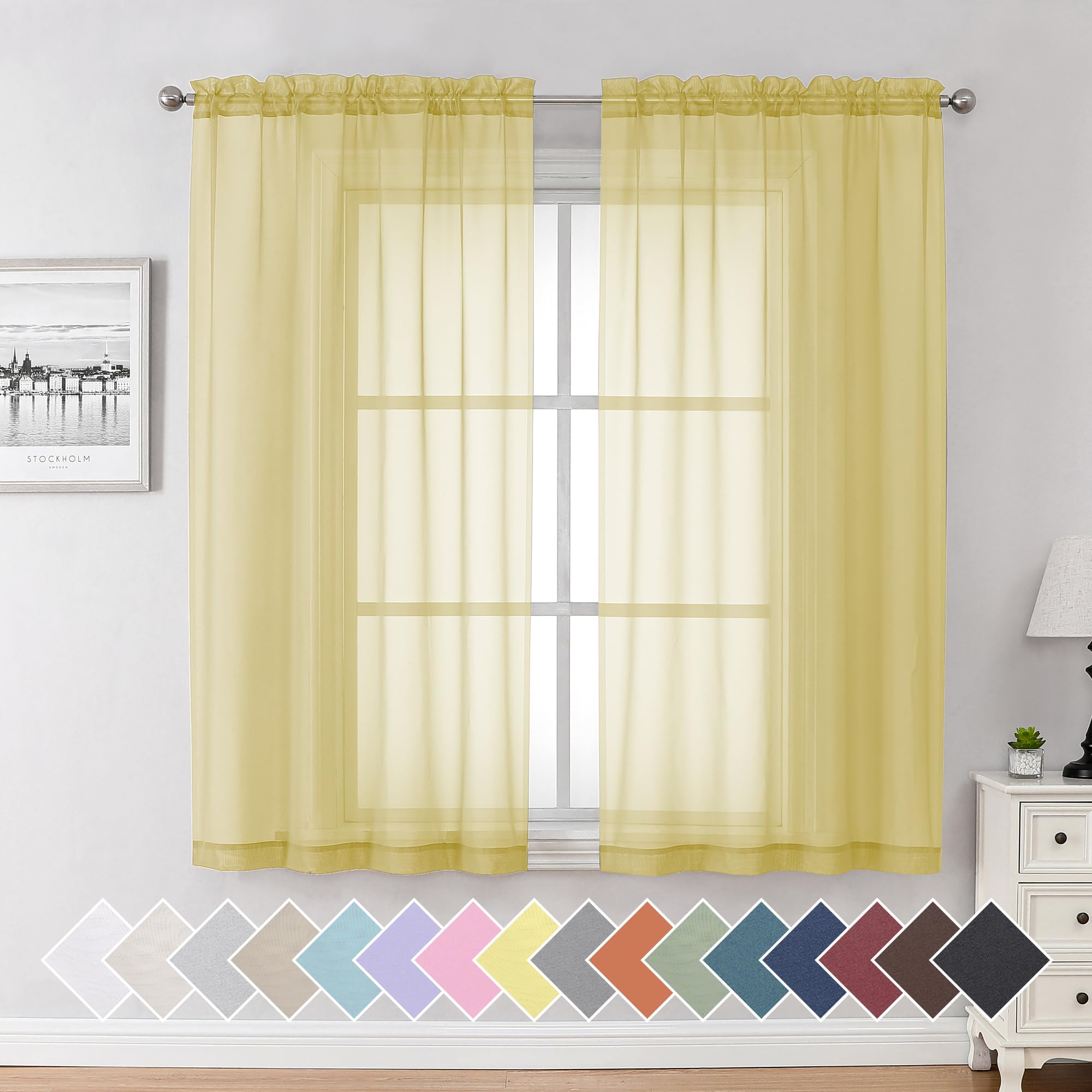 Aiyufeng Blush Pink Sheer Curtains 84 Inches Long 2 Panels Set, Light Filtering Soft Airy Voile Rod Pocket Baby Pink Sheer Window Drapes for Bedroom Living Room, Each 40Wx84L Inches