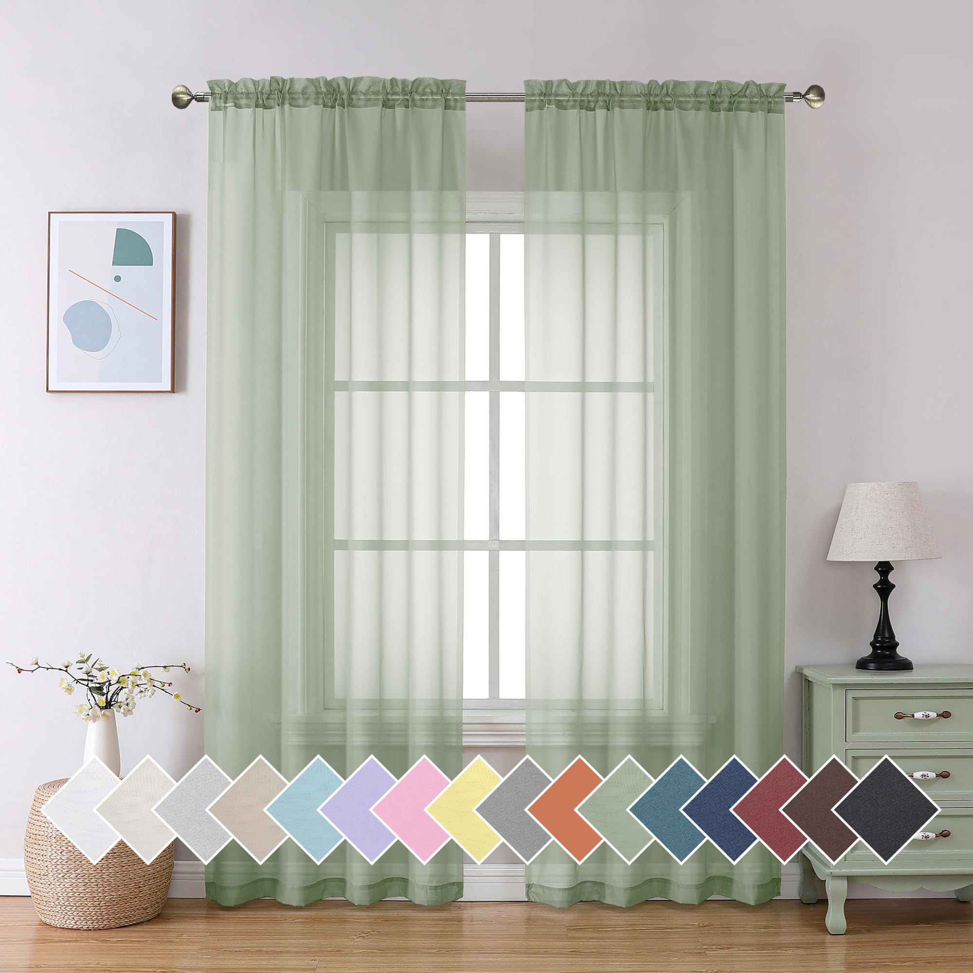 Aiyufeng Blush Pink Sheer Curtains 84 Inches Long 2 Panels Set, Light Filtering Soft Airy Voile Rod Pocket Baby Pink Sheer Window Drapes for Bedroom Living Room, Each 40Wx84L Inches