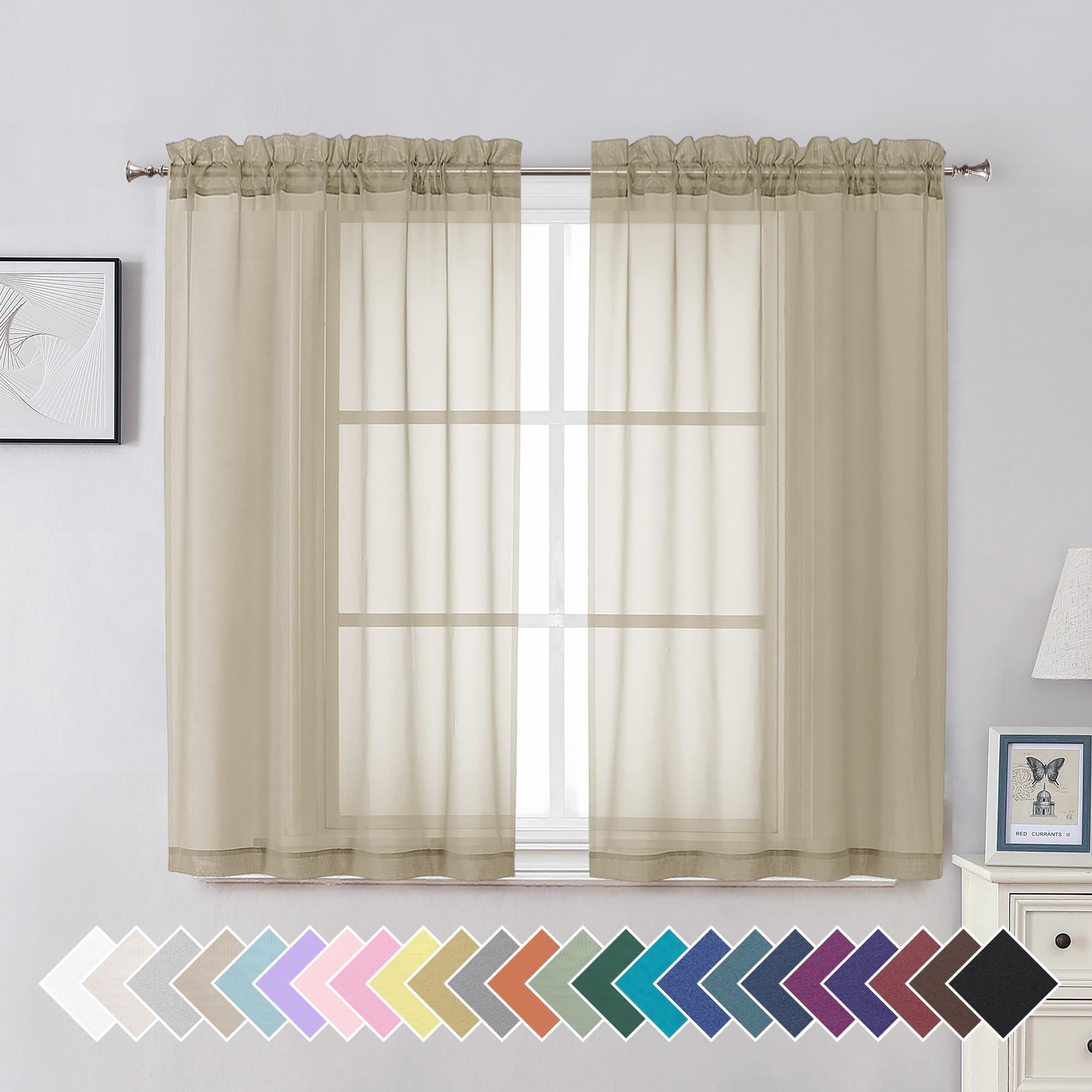 Aiyufeng Blush Pink Sheer Curtains 84 Inches Long 2 Panels Set, Light Filtering Soft Airy Voile Rod Pocket Baby Pink Sheer Window Drapes for Bedroom Living Room, Each 40Wx84L Inches