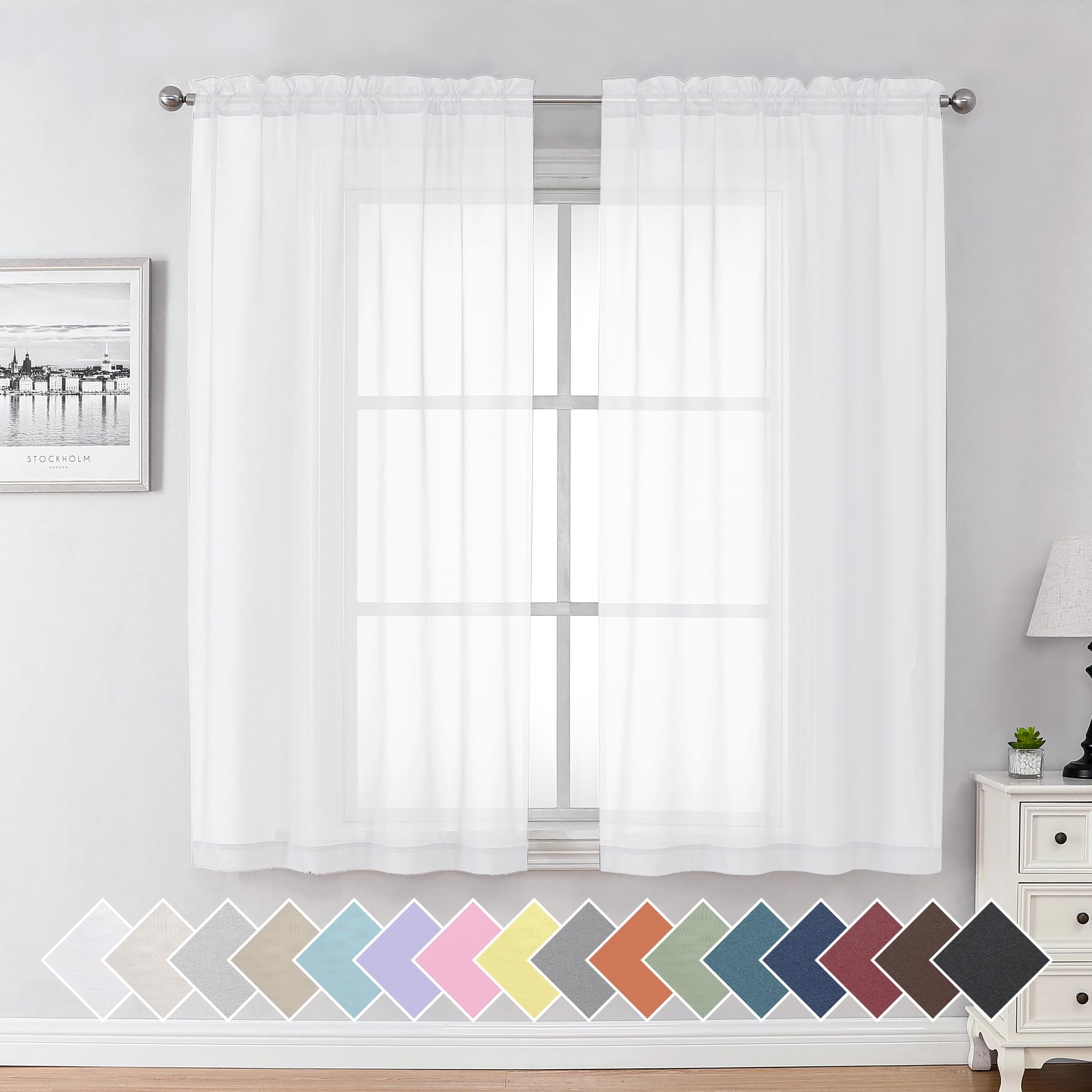 Aiyufeng Blush Pink Sheer Curtains 84 Inches Long 2 Panels Set, Light Filtering Soft Airy Voile Rod Pocket Baby Pink Sheer Window Drapes for Bedroom Living Room, Each 40Wx84L Inches