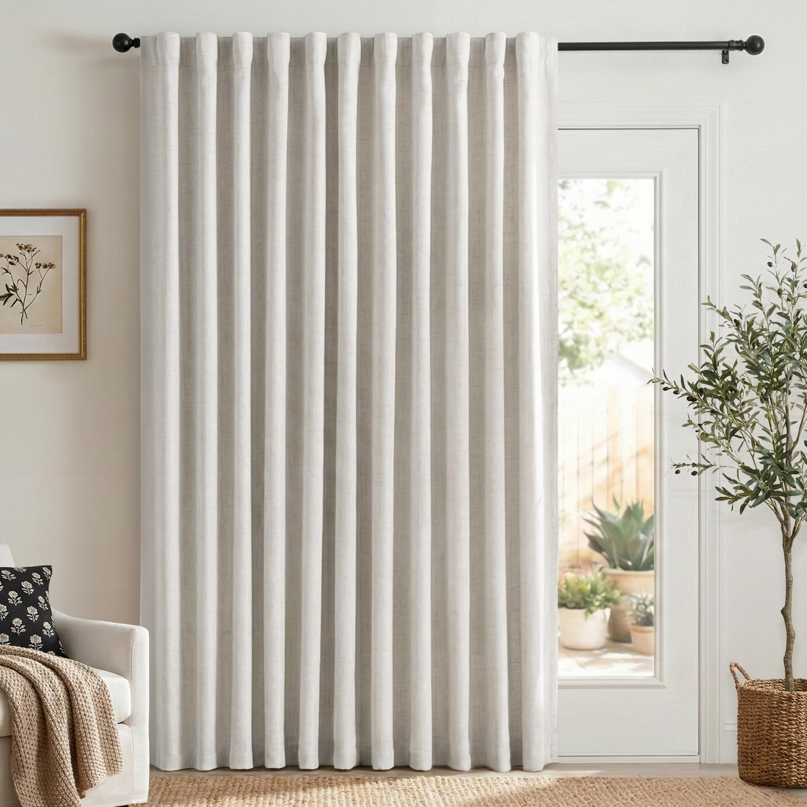 Cream Thermal Blackout Curtains 2 Panels, 50"×84", Back Tab & Rod Pocket Design