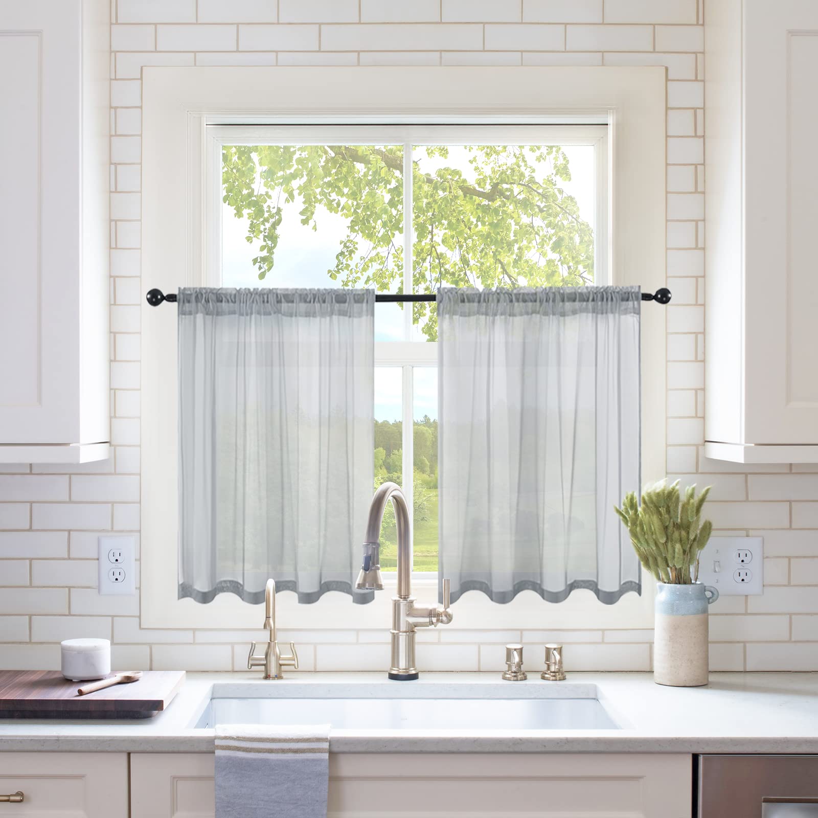 MIULEE White Sheer Curtains 96 inches Long Window Curtains 2 Panels Solid Color Elegant Window Voile Panels/Drapes/Treatment for Bedroom Living Room (54 X 96 Inches White)